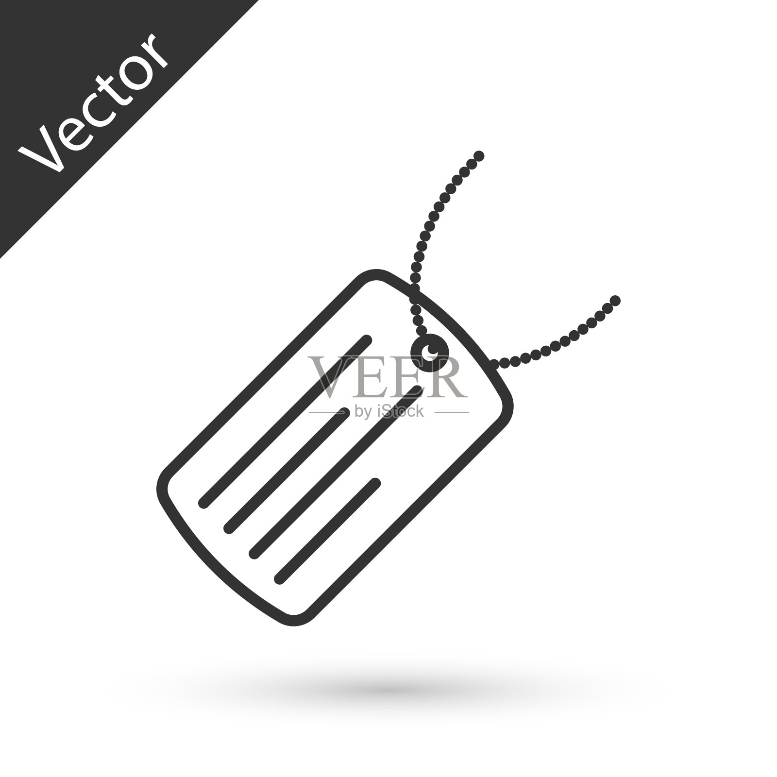 灰色军犬标签图标孤立在白色上设计元素图片