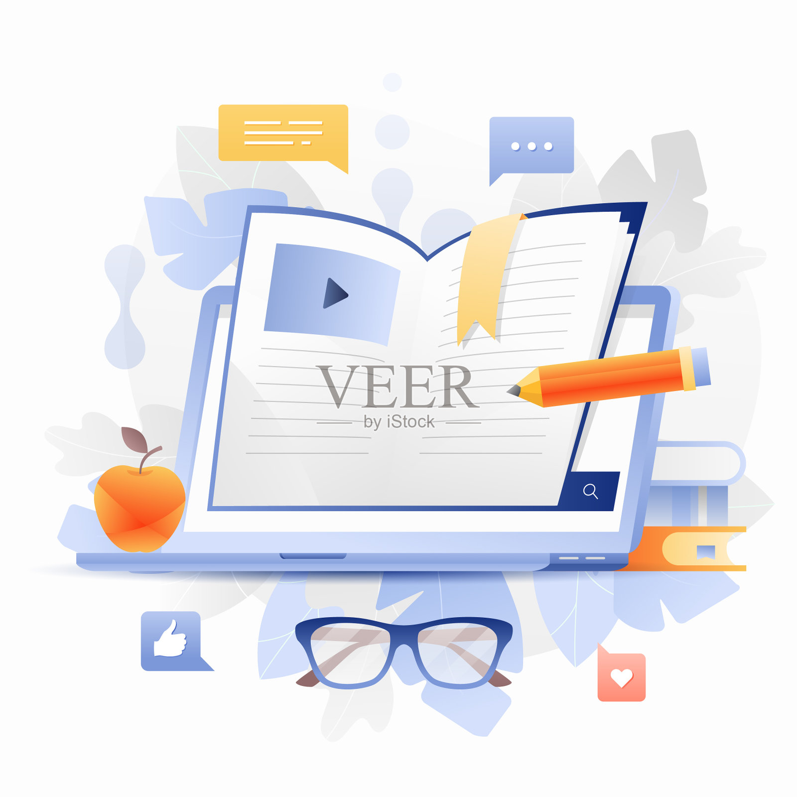 远程学习插画图片素材