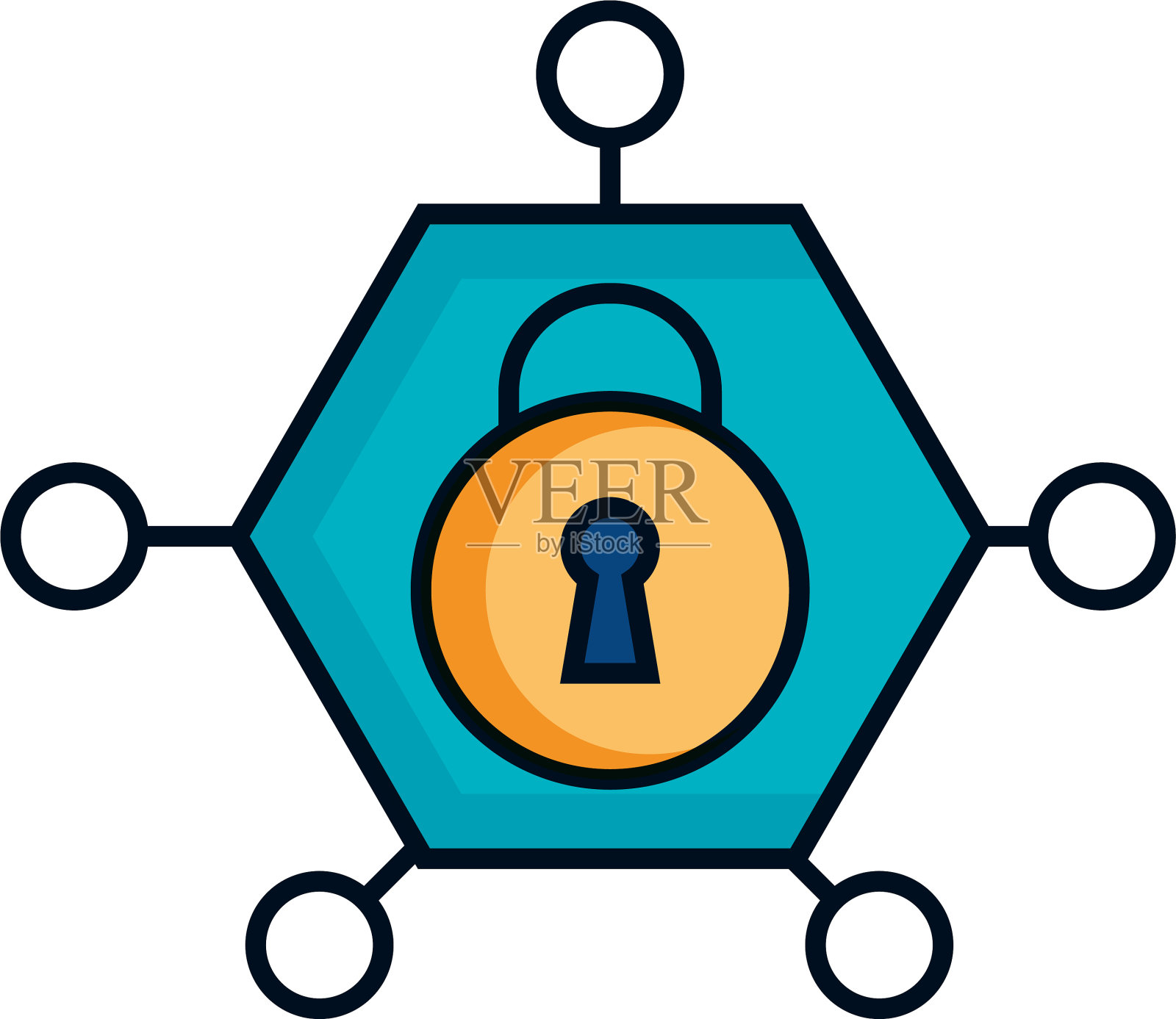 网络安全与挂锁详细风格图标图标素材