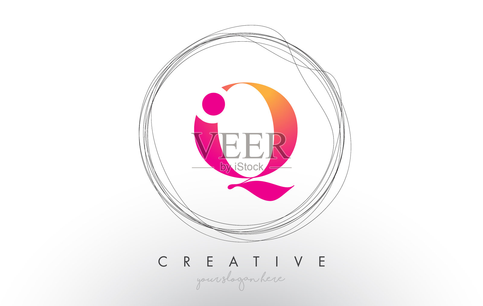 艺术q字母标志设计具有创意设计元素图片