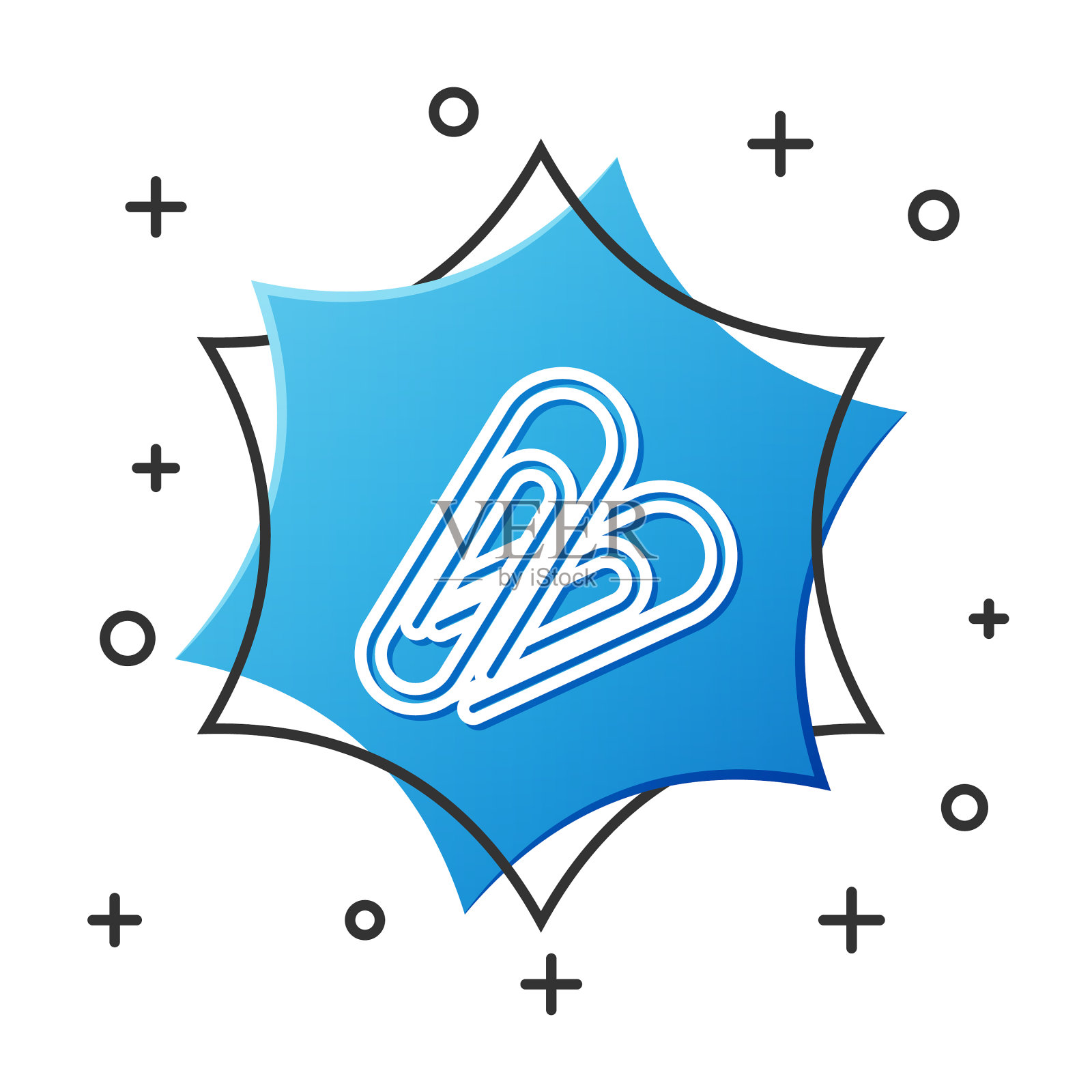 白线回形针图标孤立在白色上图标素材