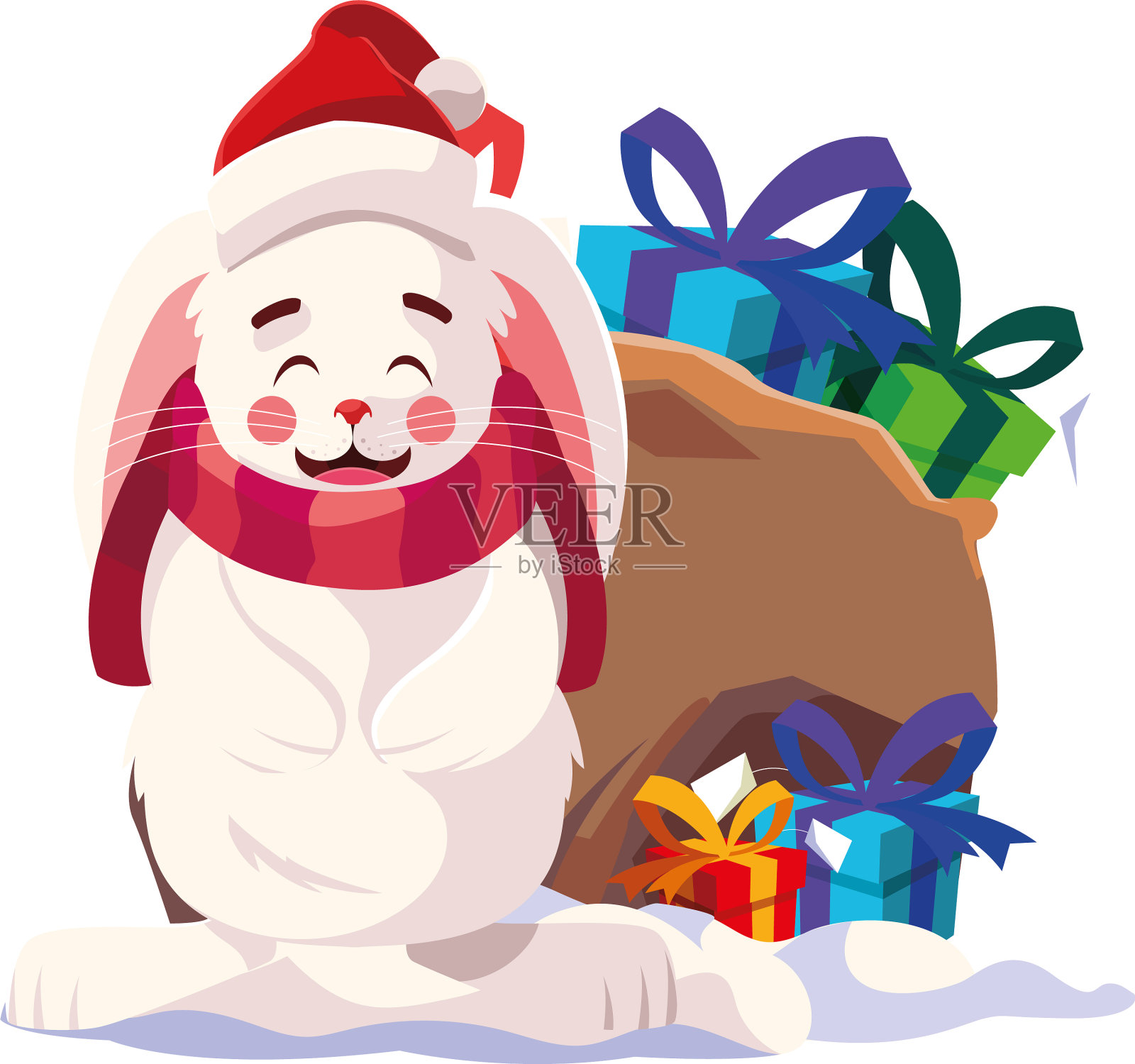 圣诞快乐兔子卡通设计设计元素图片