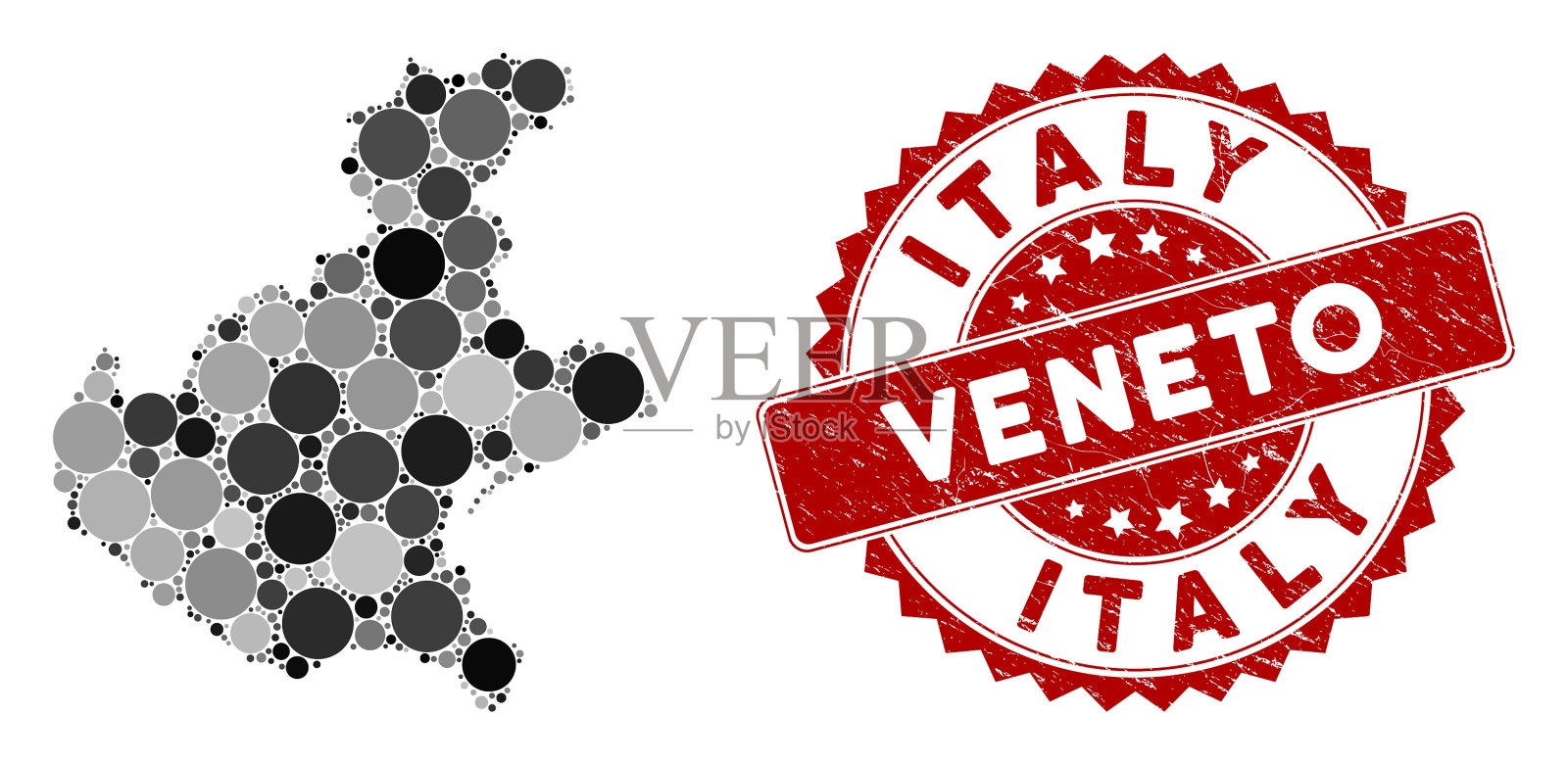 马赛克威尼托地区地图和遇险周围插画图片素材