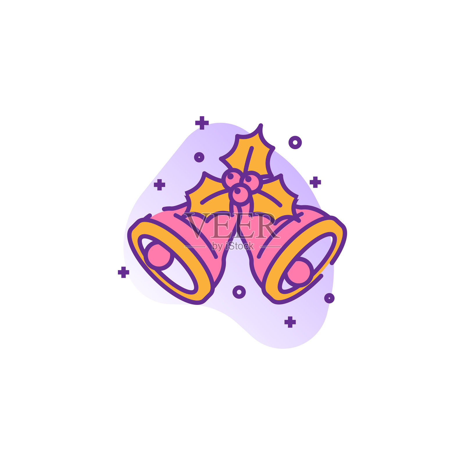 圣诞钟声创意图标平多彩设计元素图片