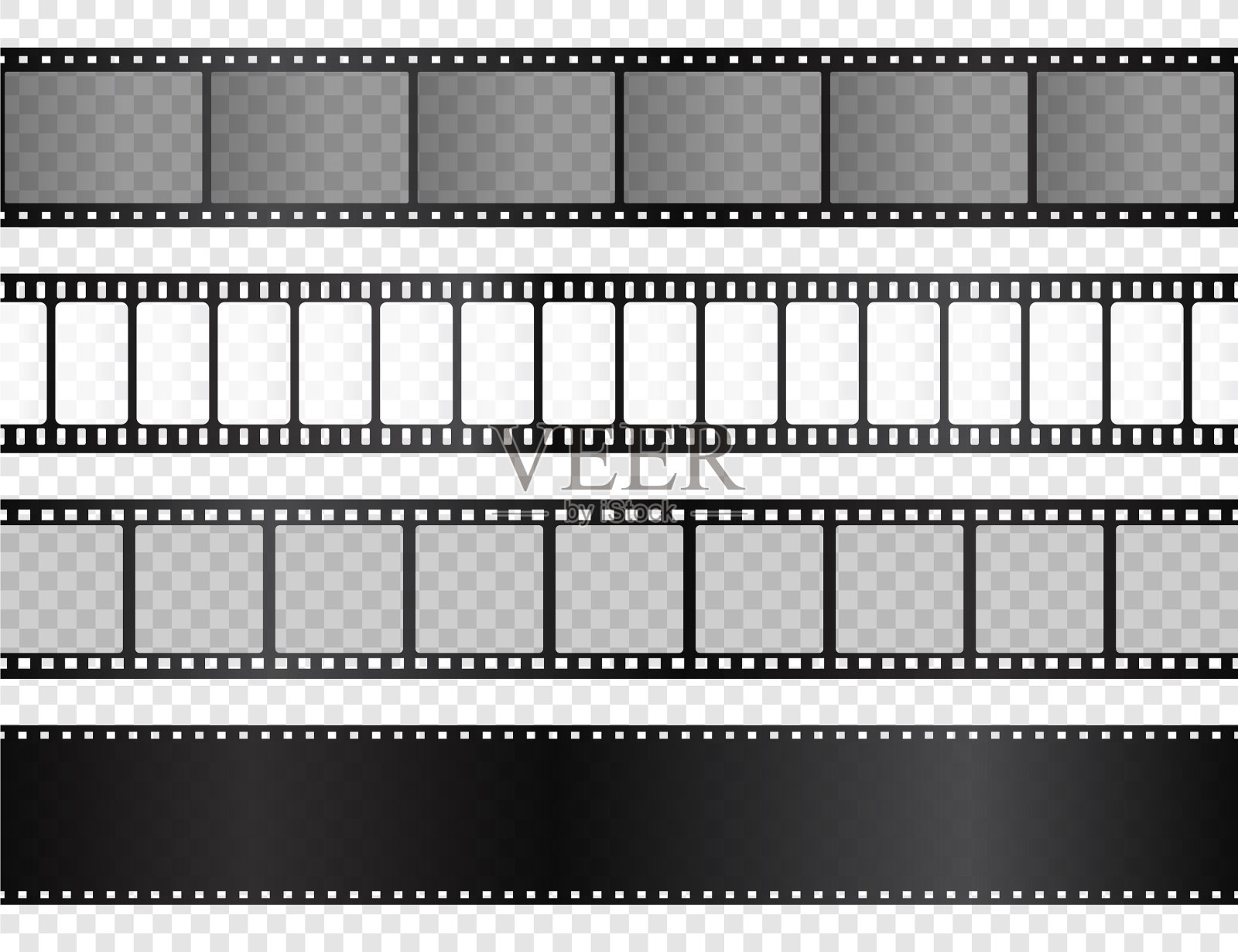 逼真的胶片条收集上透明插画图片素材