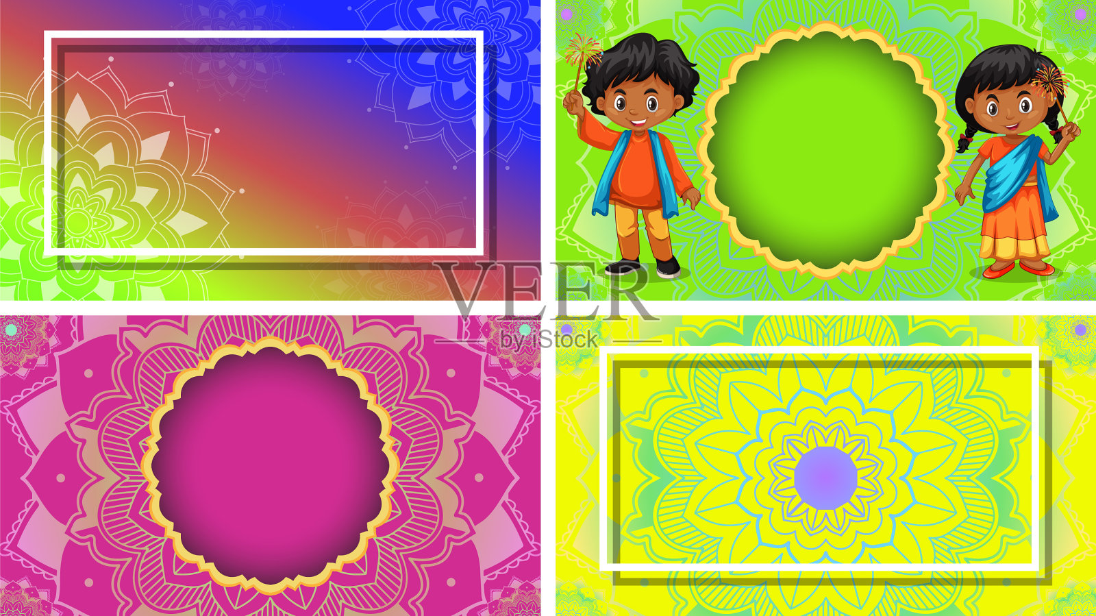 背景模板与曼荼罗设计插画图片素材