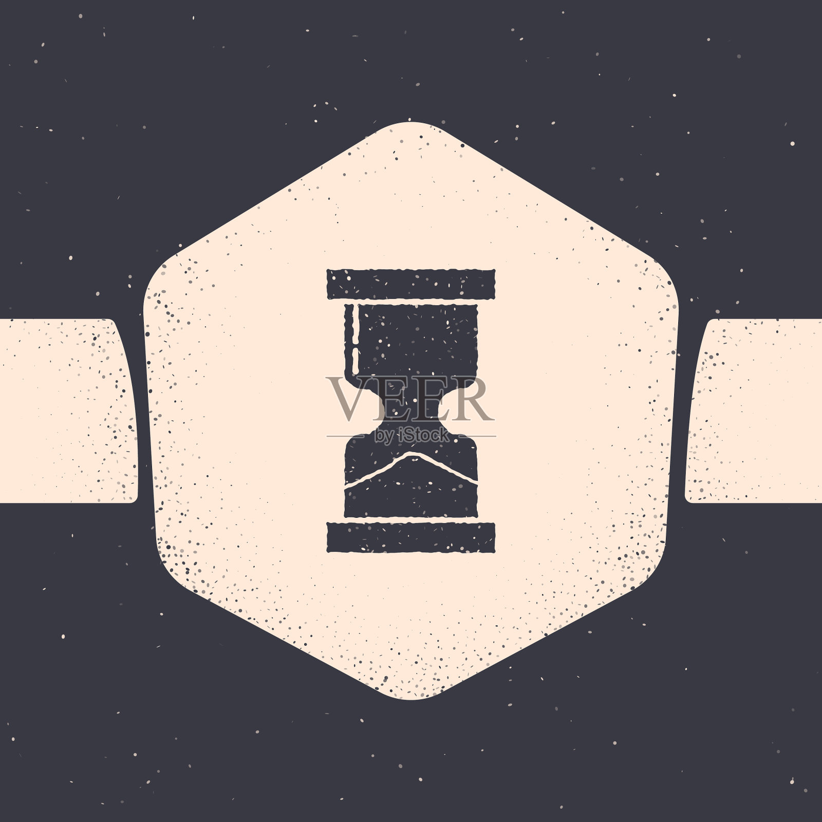 带有流沙图标的陈旧沙漏插画图片素材