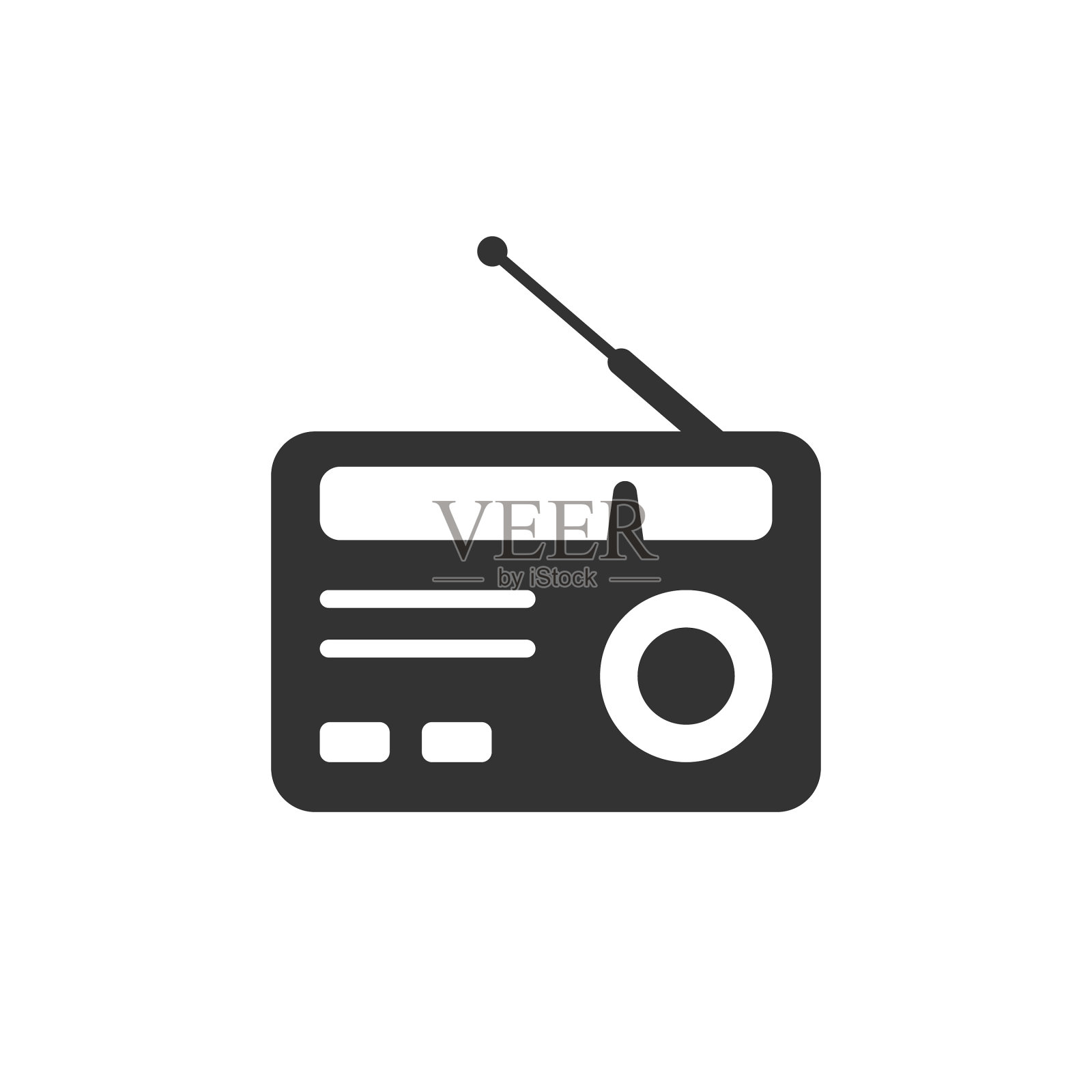 收音机图标在平面风格的调频广播上的白色图标素材