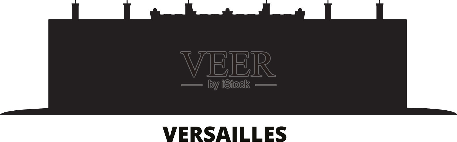 法国凡尔赛城天际线与世隔绝插画图片素材