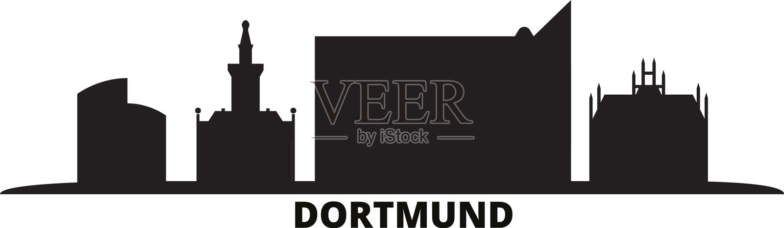 德国多特蒙德城天际线孤立插画图片素材