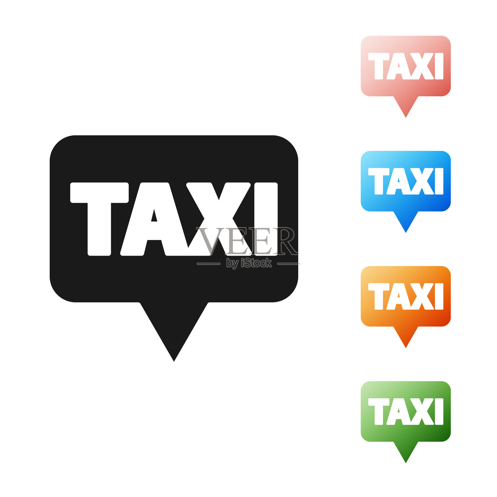 黑色地图指针，出租车图标隔离在白色上图标素材