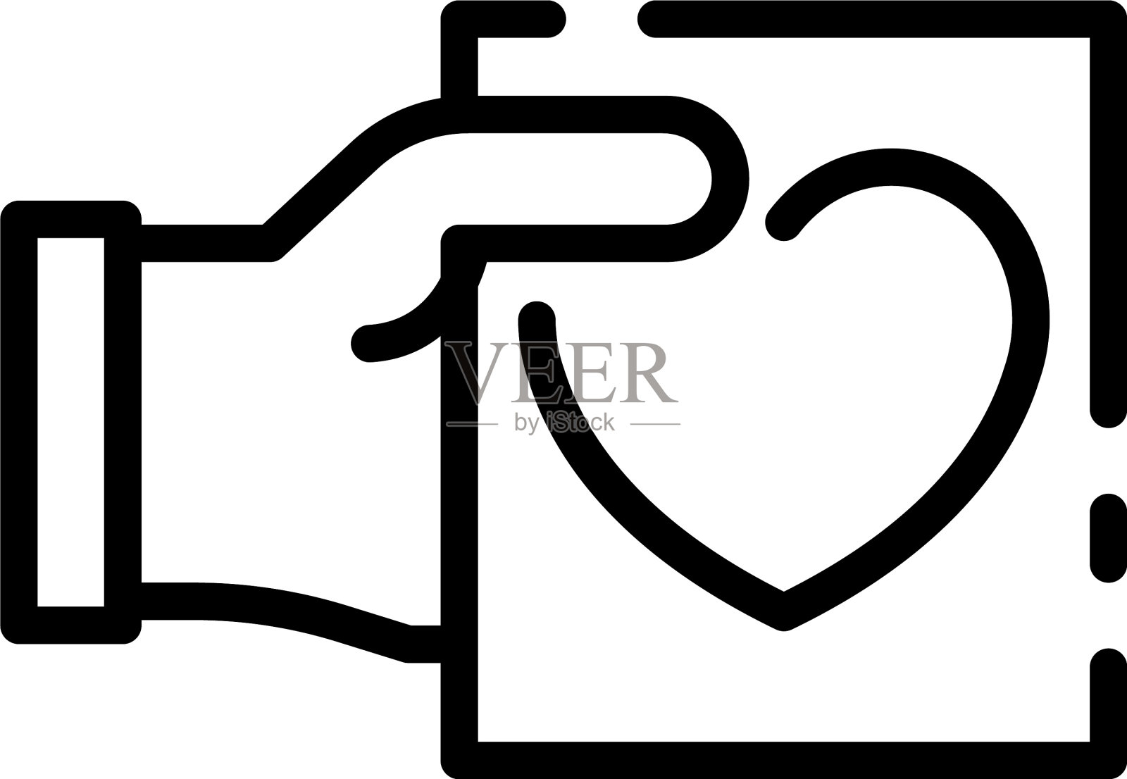 手保护图标轮廓样式图标素材