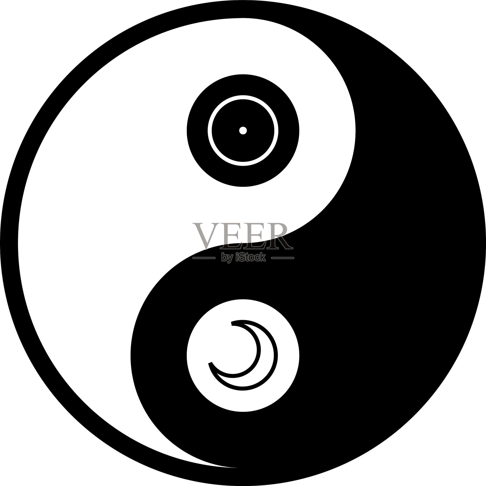 阴阳与占星符号在一起设计元素图片