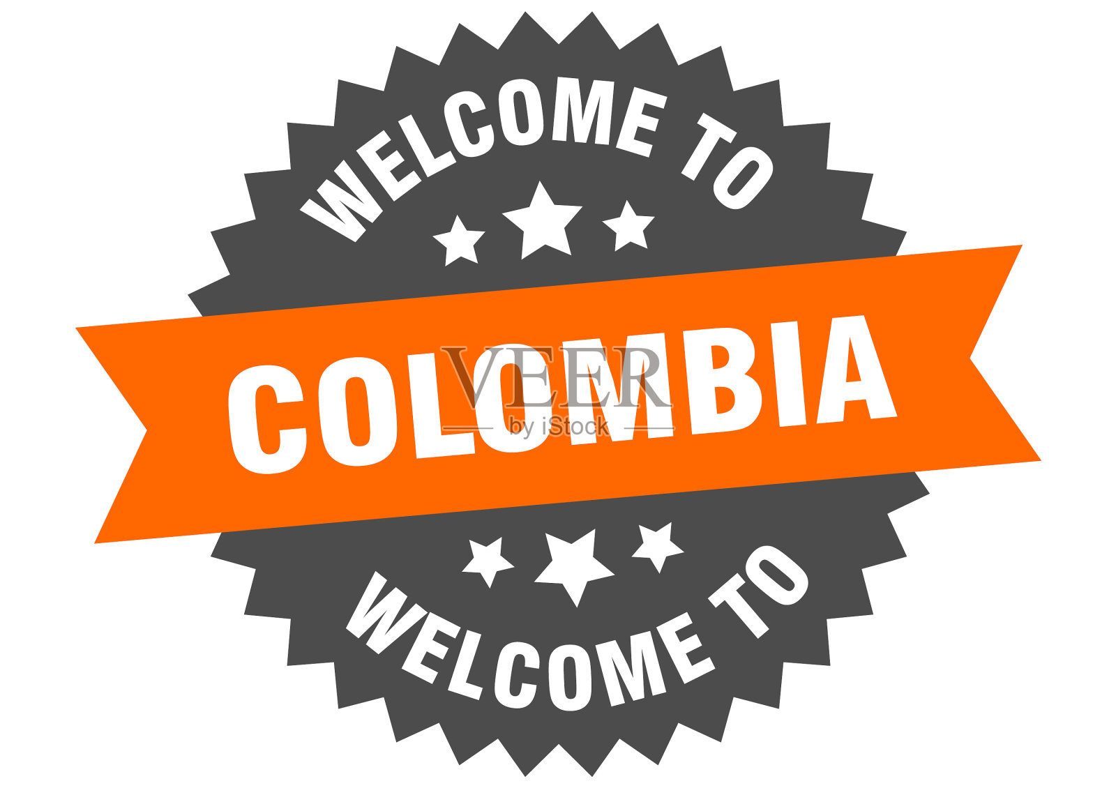哥伦比亚标志欢迎来到哥伦比亚橙色贴纸插画图片素材