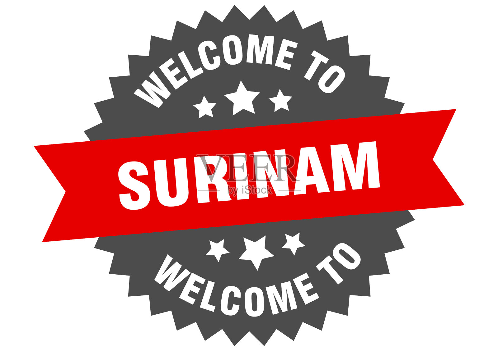 苏里南标志欢迎来到苏里南红色贴纸插画图片素材