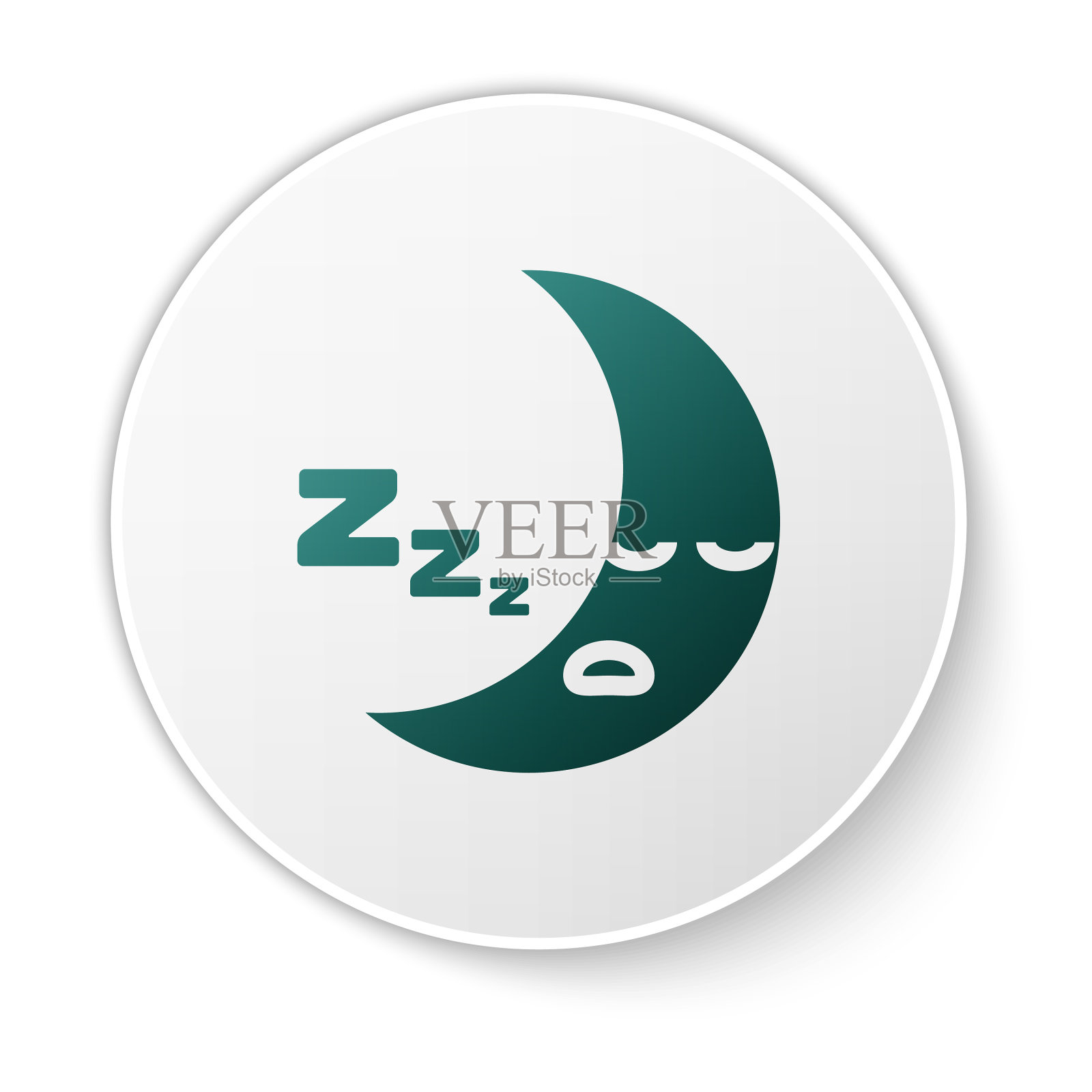 绿色的月亮图标孤立在白色的背景插画图片素材