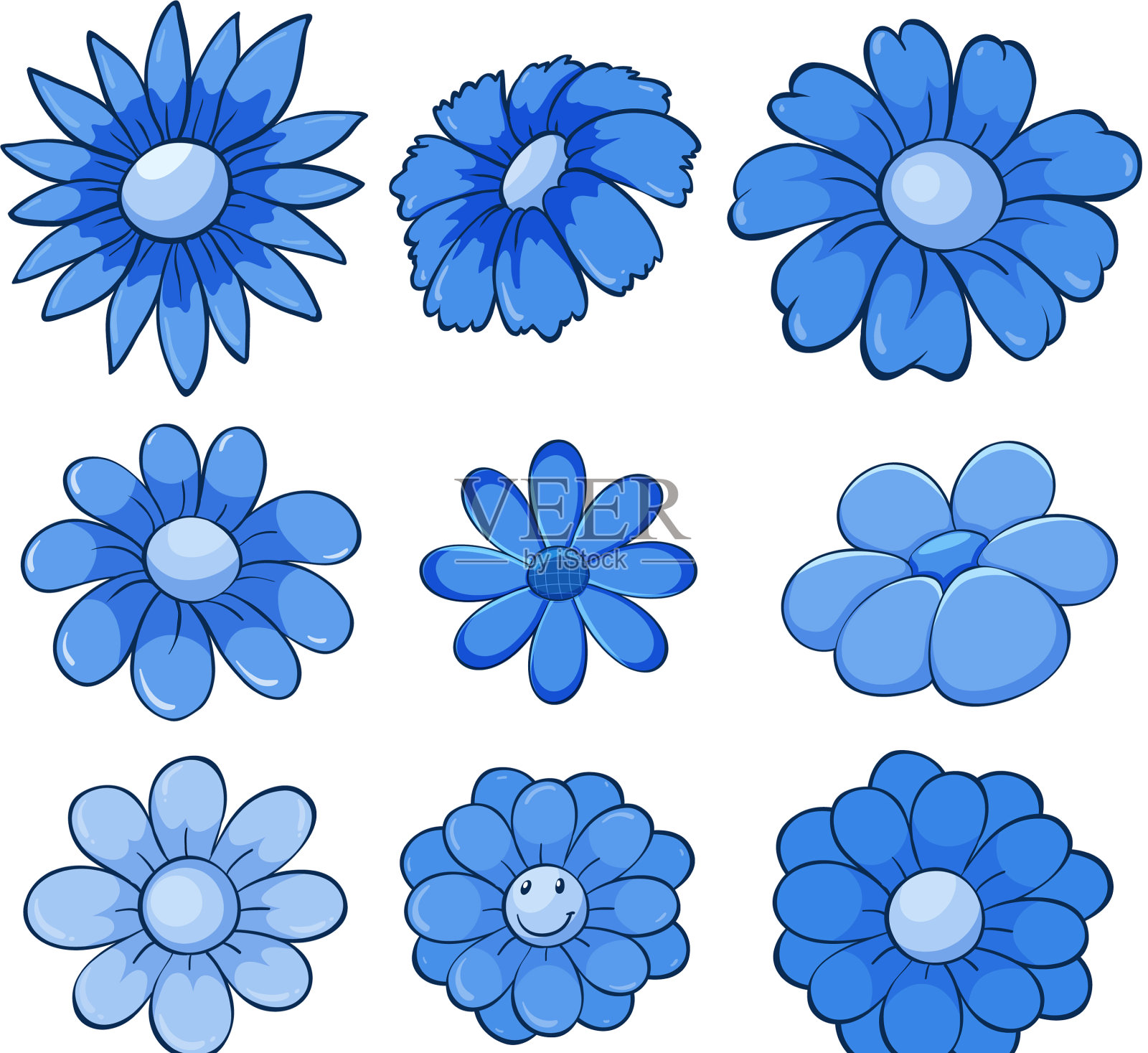 孤立的花在蓝色插画图片素材