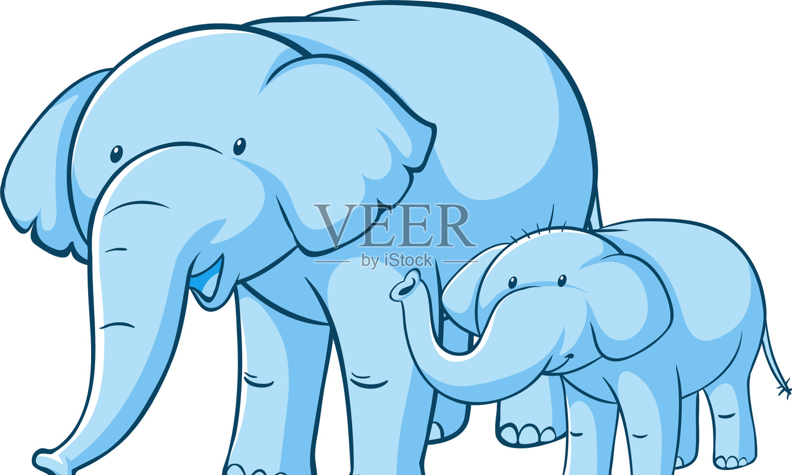 白色背景上的蓝色大象设计元素图片