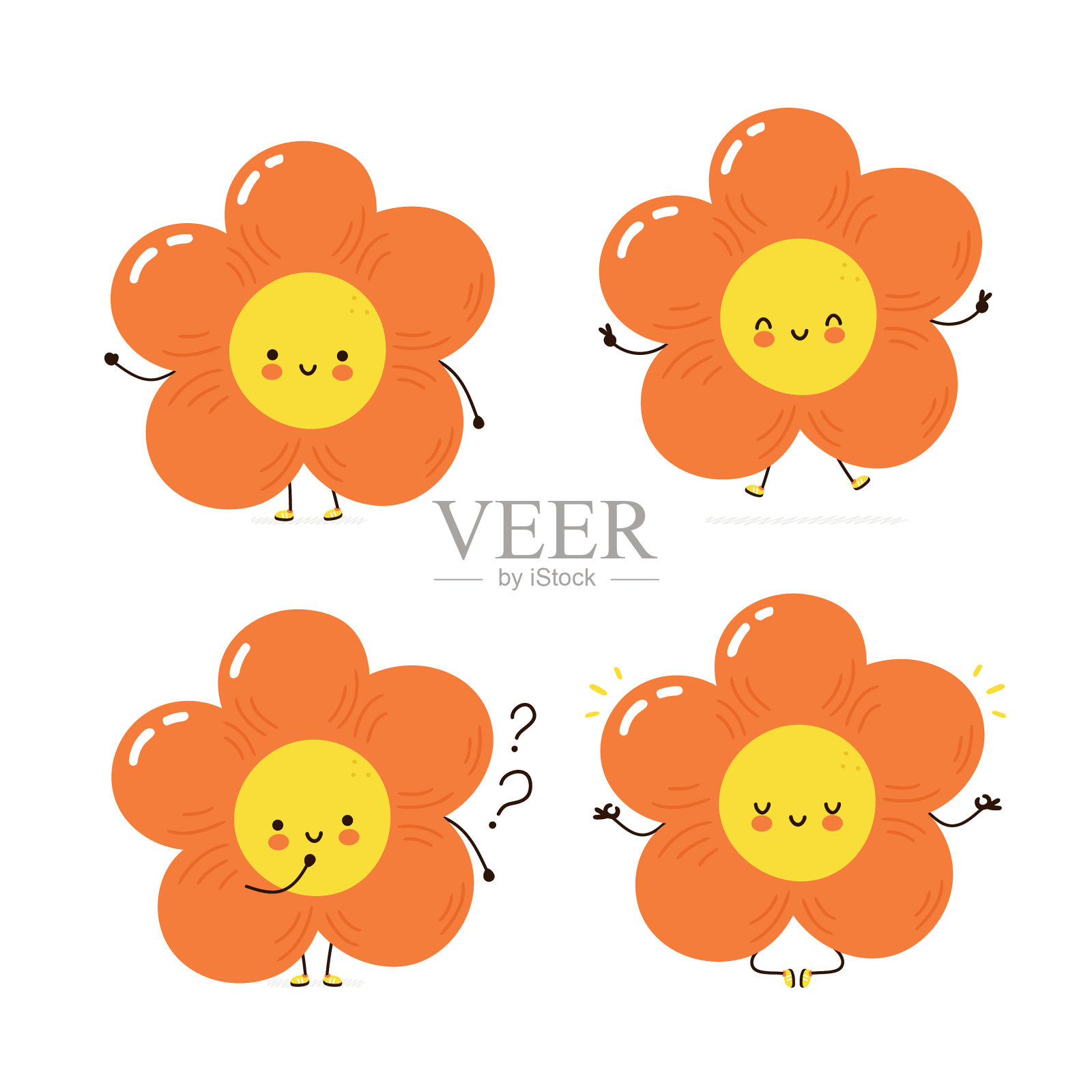 可爱快乐花集集插画图片素材