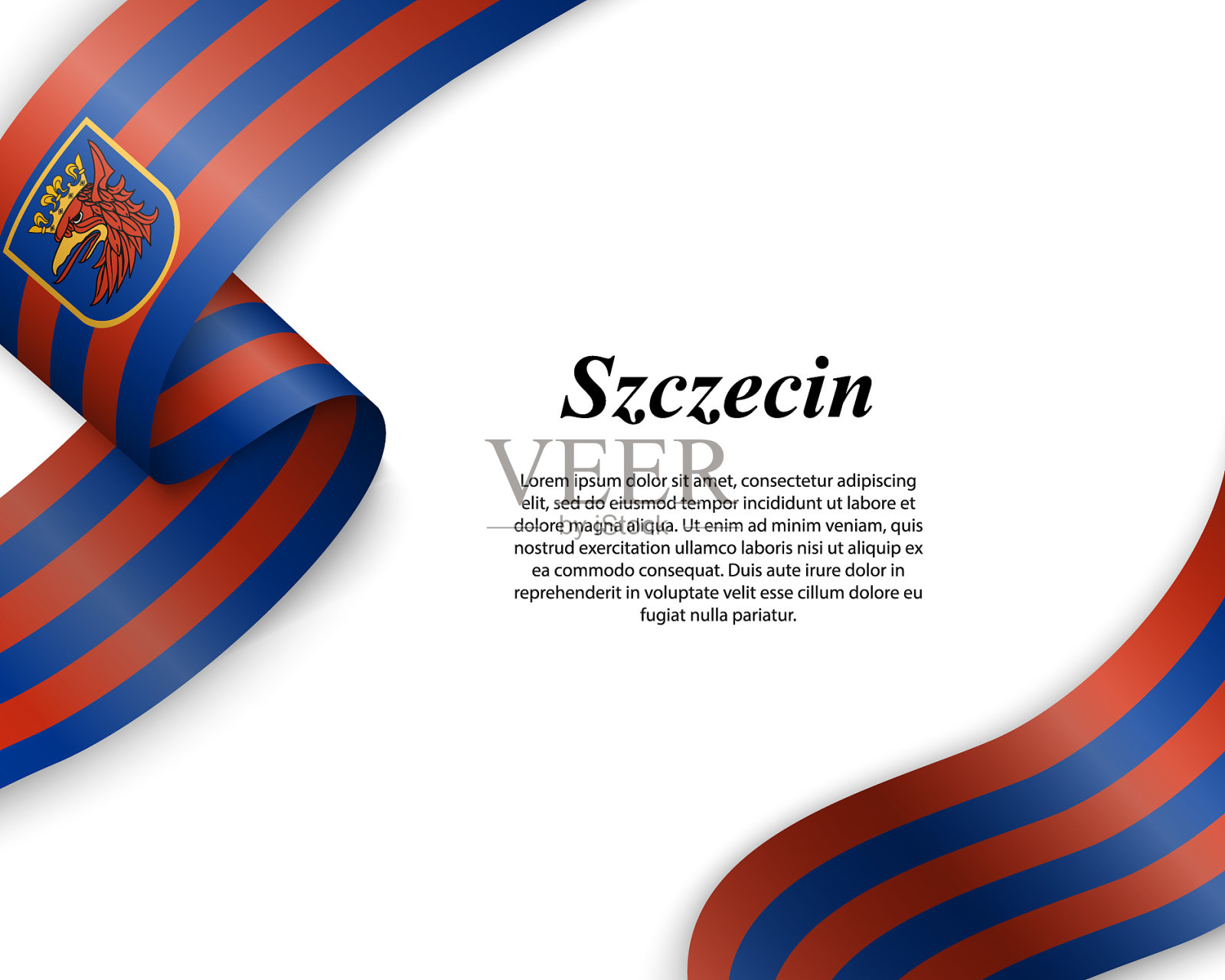 飘扬着旗帜城市的彩带插画图片素材