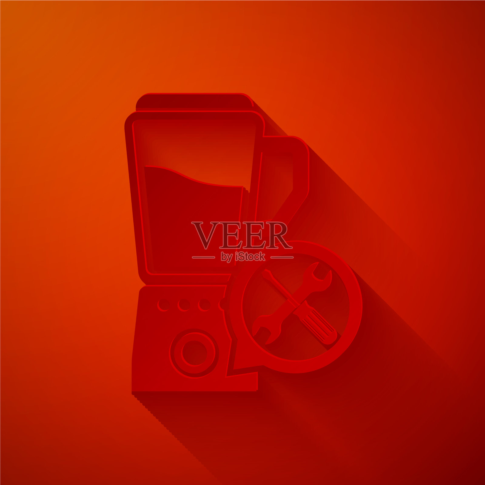 剪纸搅拌机与螺丝刀和扳手图标插画图片素材