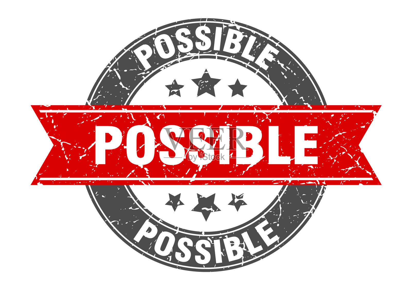 可能的圆形邮票与红丝带可能插画图片素材