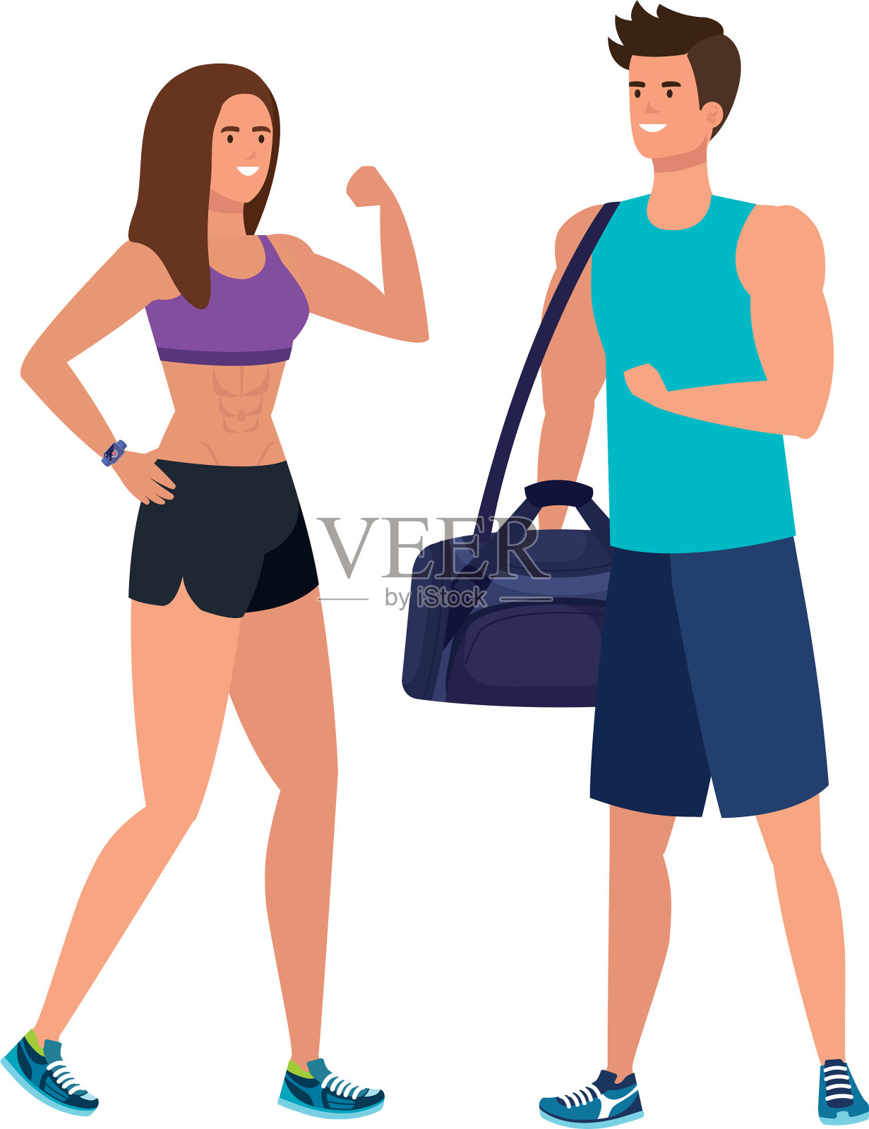年轻夫妇运动员的化身设计元素图片
