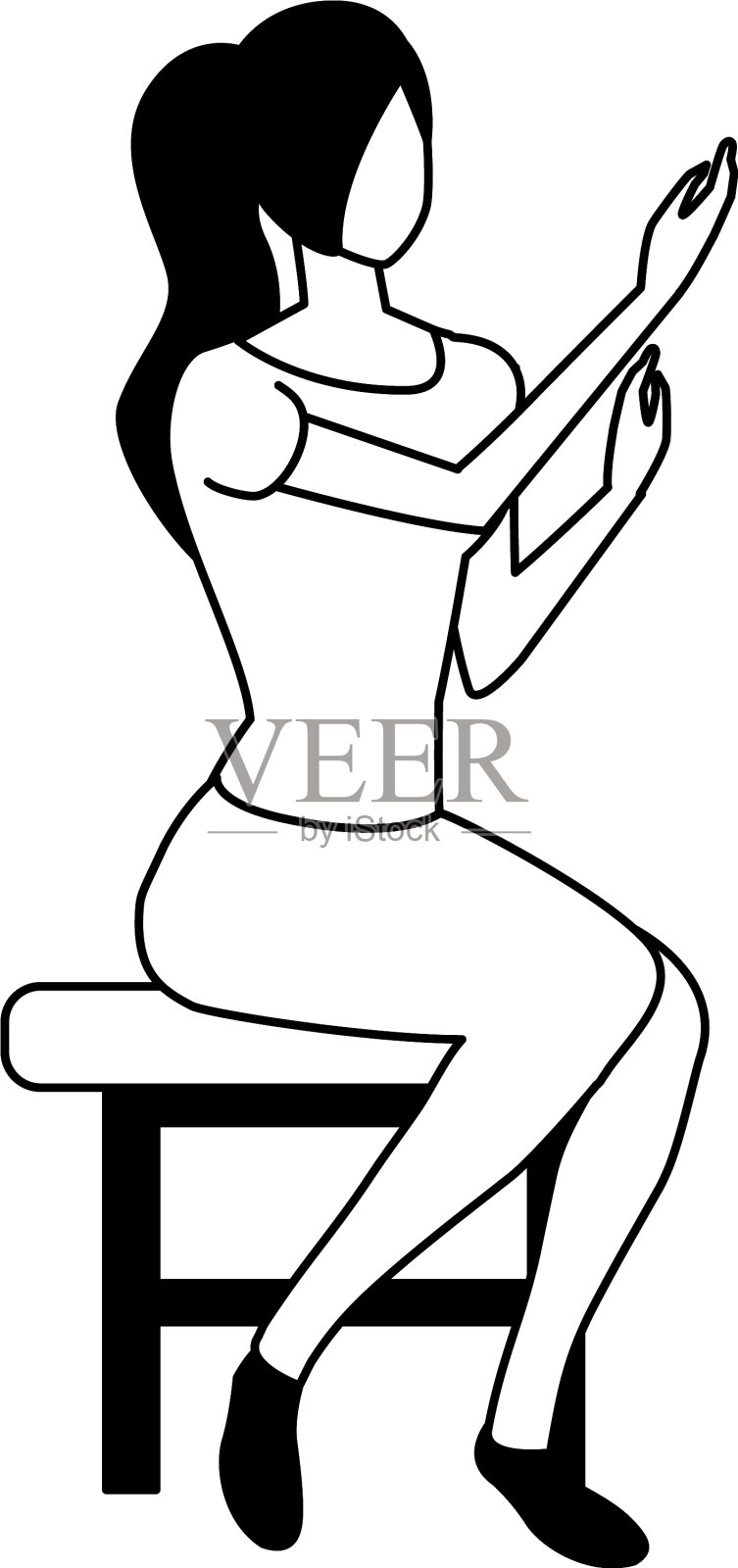 剪影年轻女子坐在椅子上设计元素图片