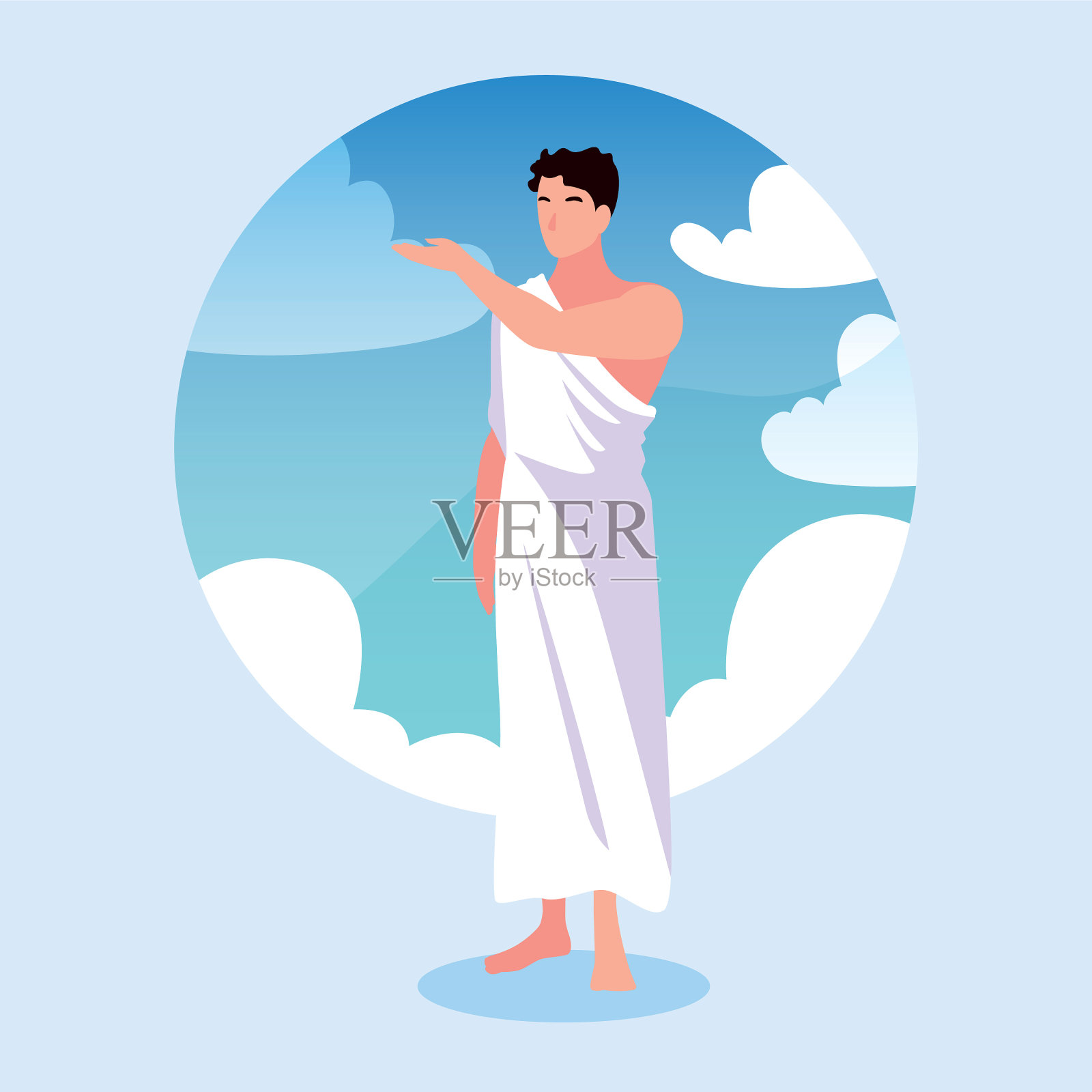 朝圣者朝觐站立日插画图片素材