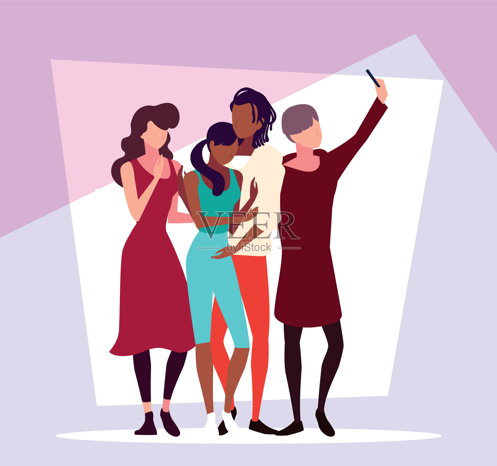 群人无脸与不同的姿势设计元素图片