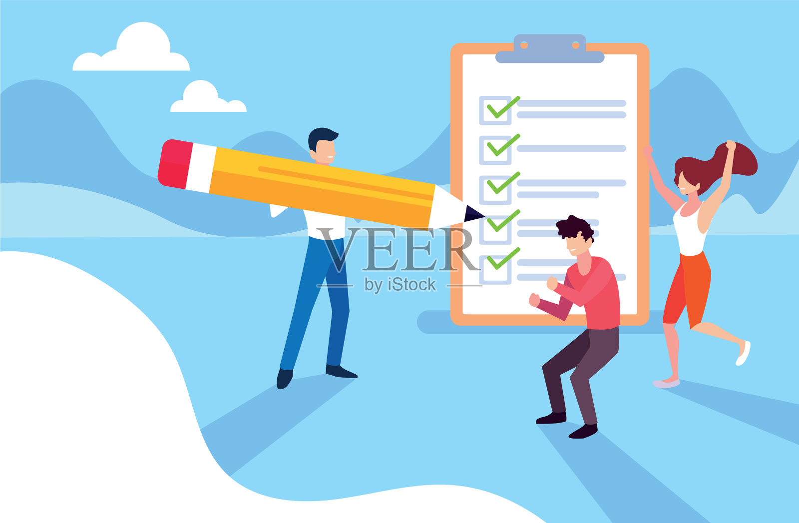 用剪贴板和纸来分组插画图片素材