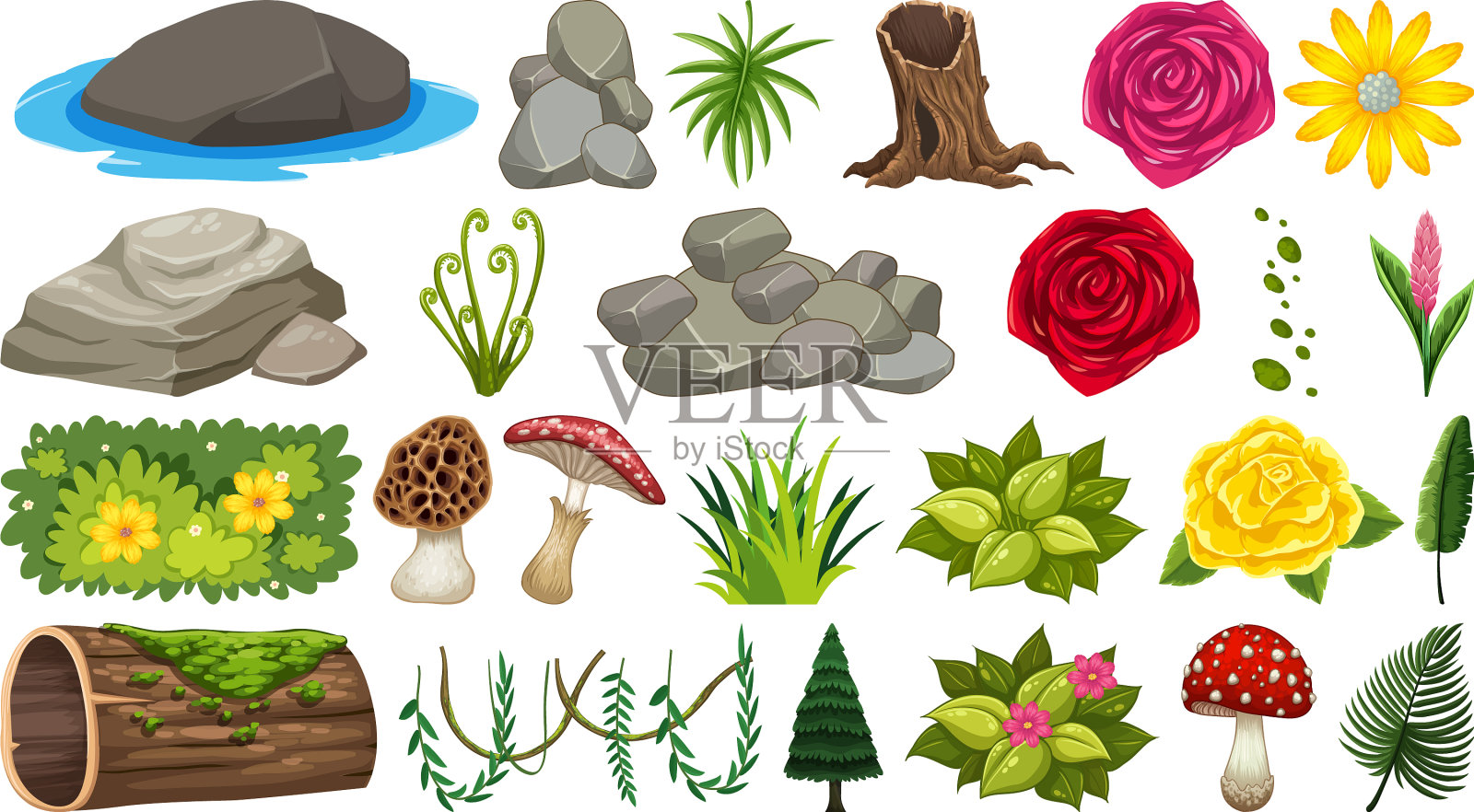 石头和花设计元素图片