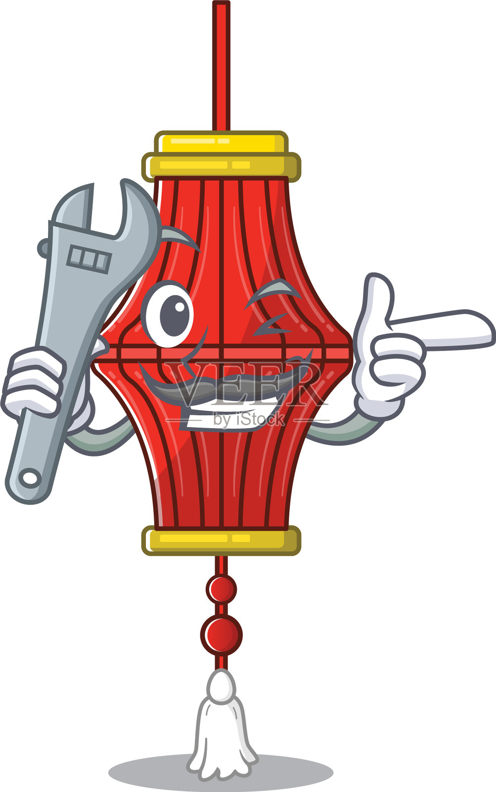 专业技工中国纸灯笼插画图片素材