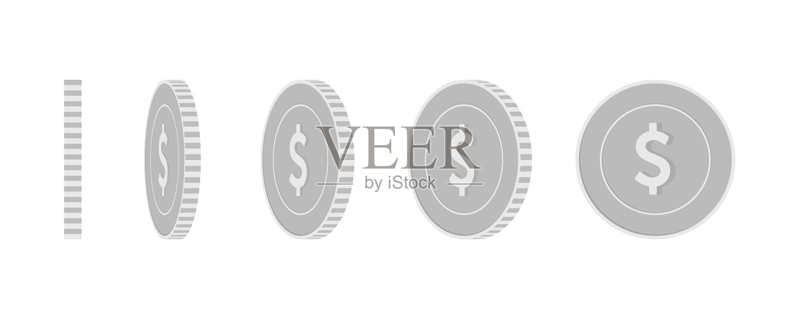 美元旋转硬币集动画读插画图片素材