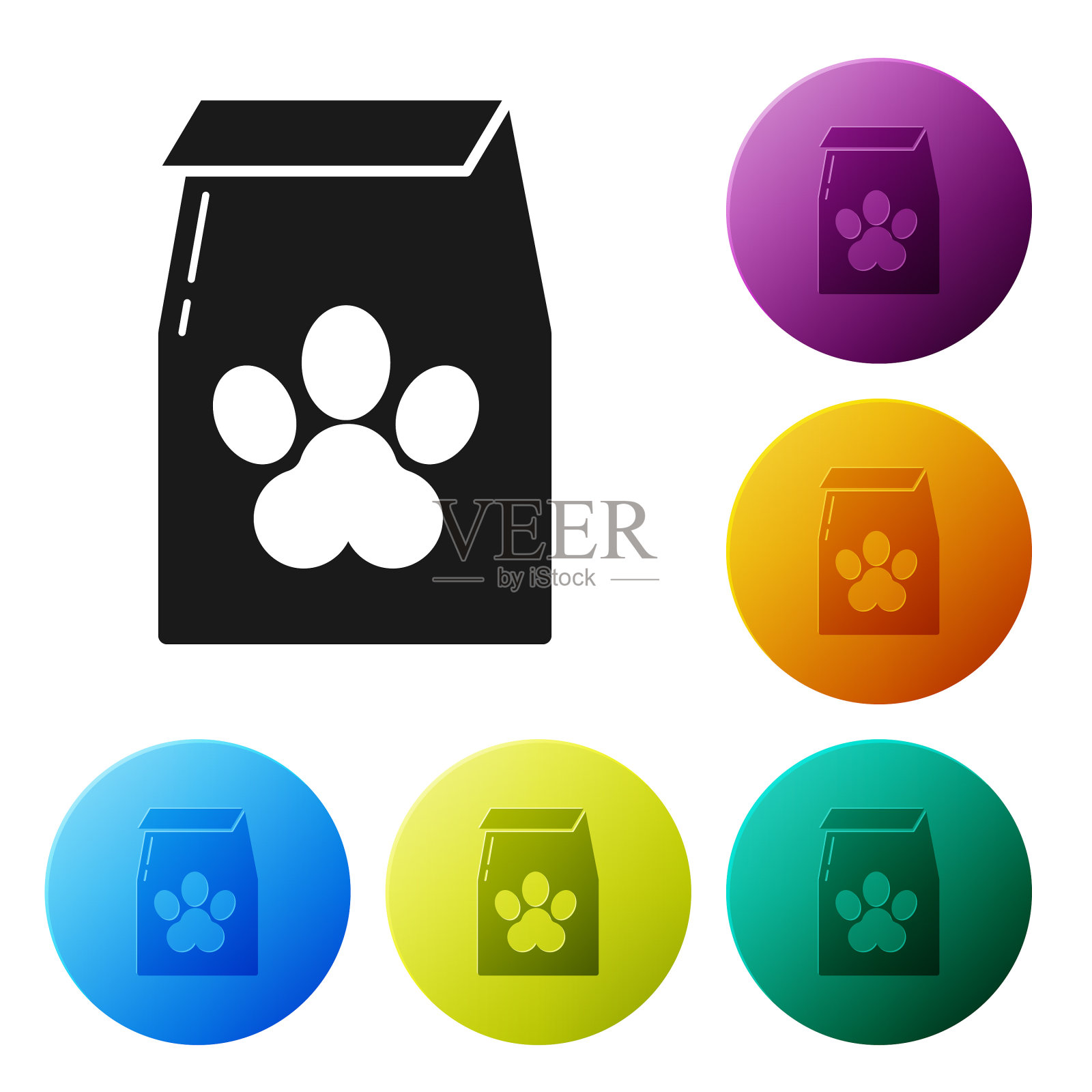 黑色袋宠物食品图标孤立在白色图标素材