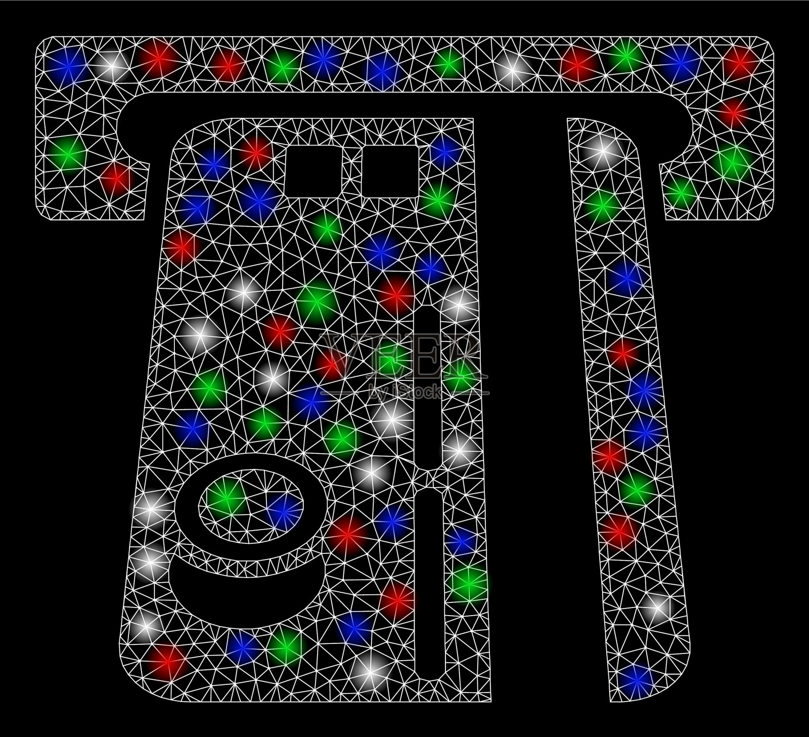 明亮的网状骨架银行ATM与耀斑插画图片素材