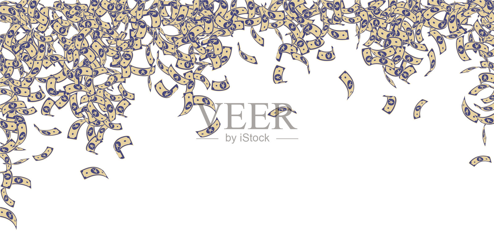 人民币纸币落在小面额的人民币纸币上插画图片素材