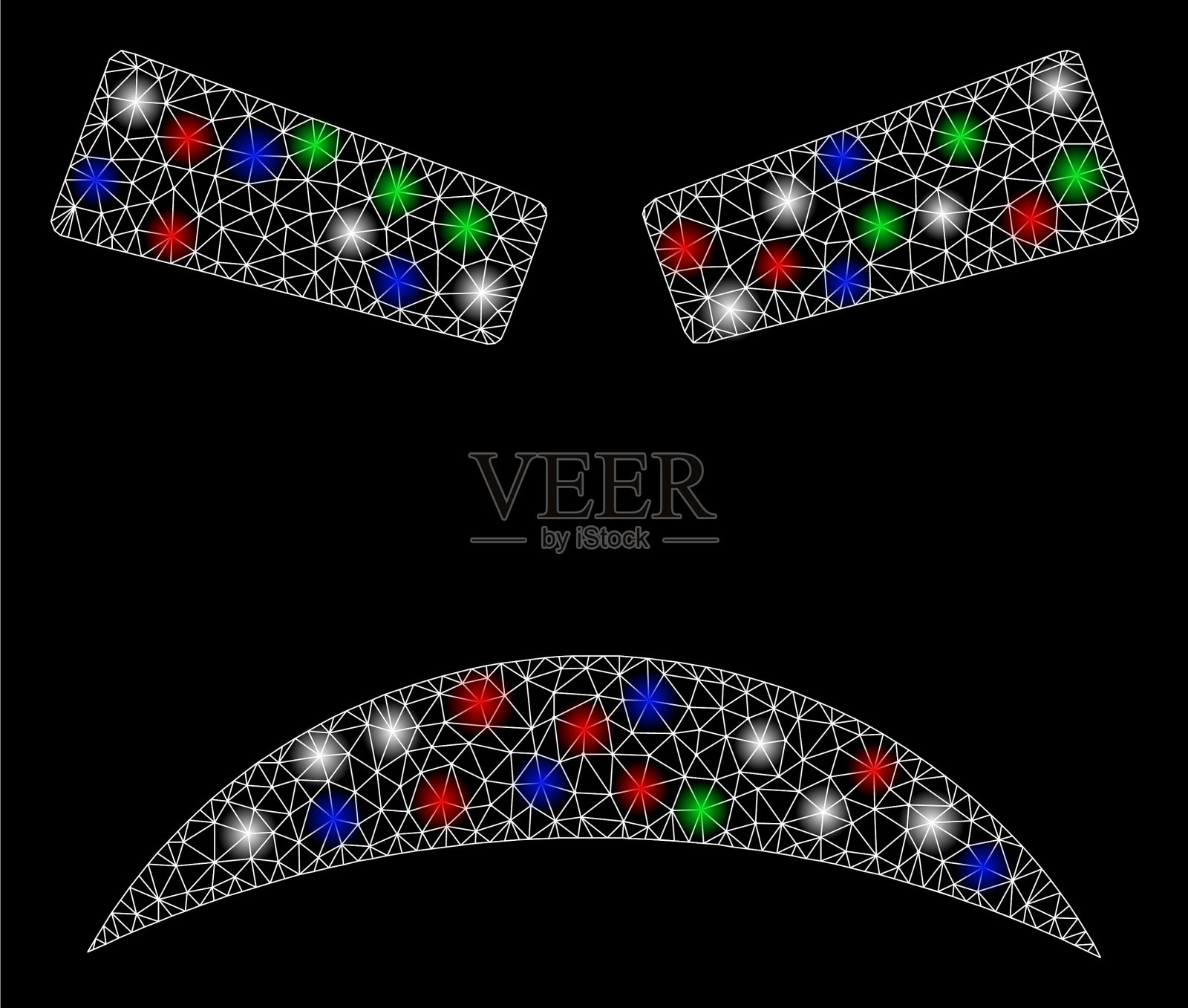 明亮的网状网络愤怒的微笑与闪光插画图片素材