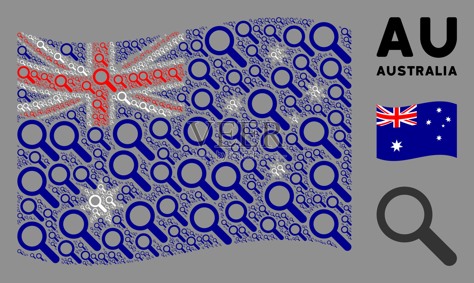 挥舞澳大利亚国旗图案搜索图标插画图片素材