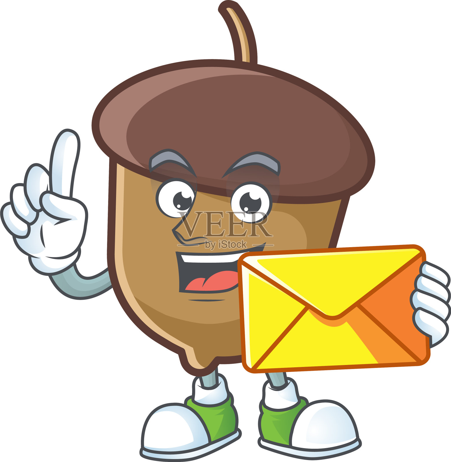 橡子吉祥物带白色信封设计元素图片