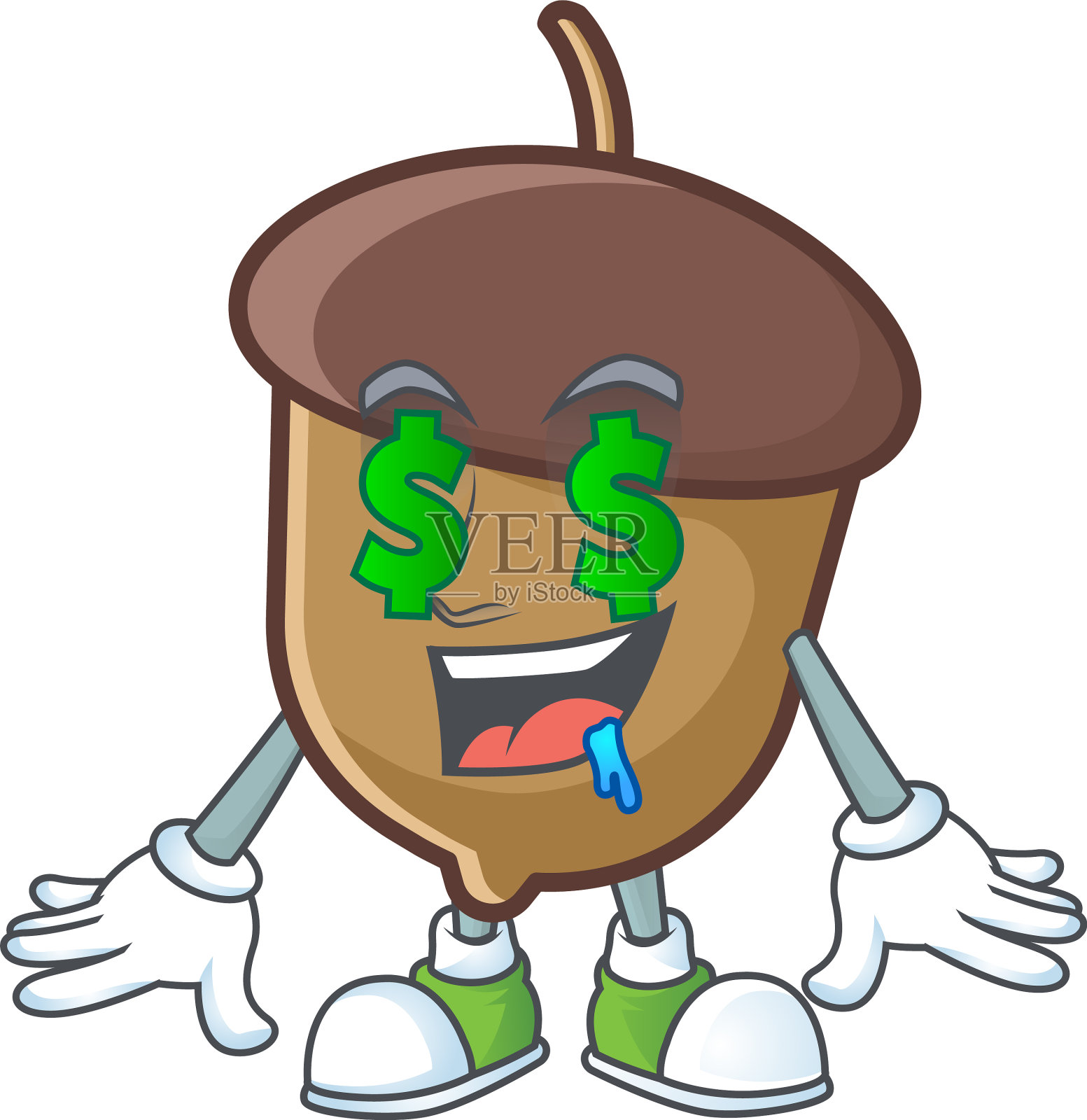 橡子与人物金钱眼卡通设计设计元素图片