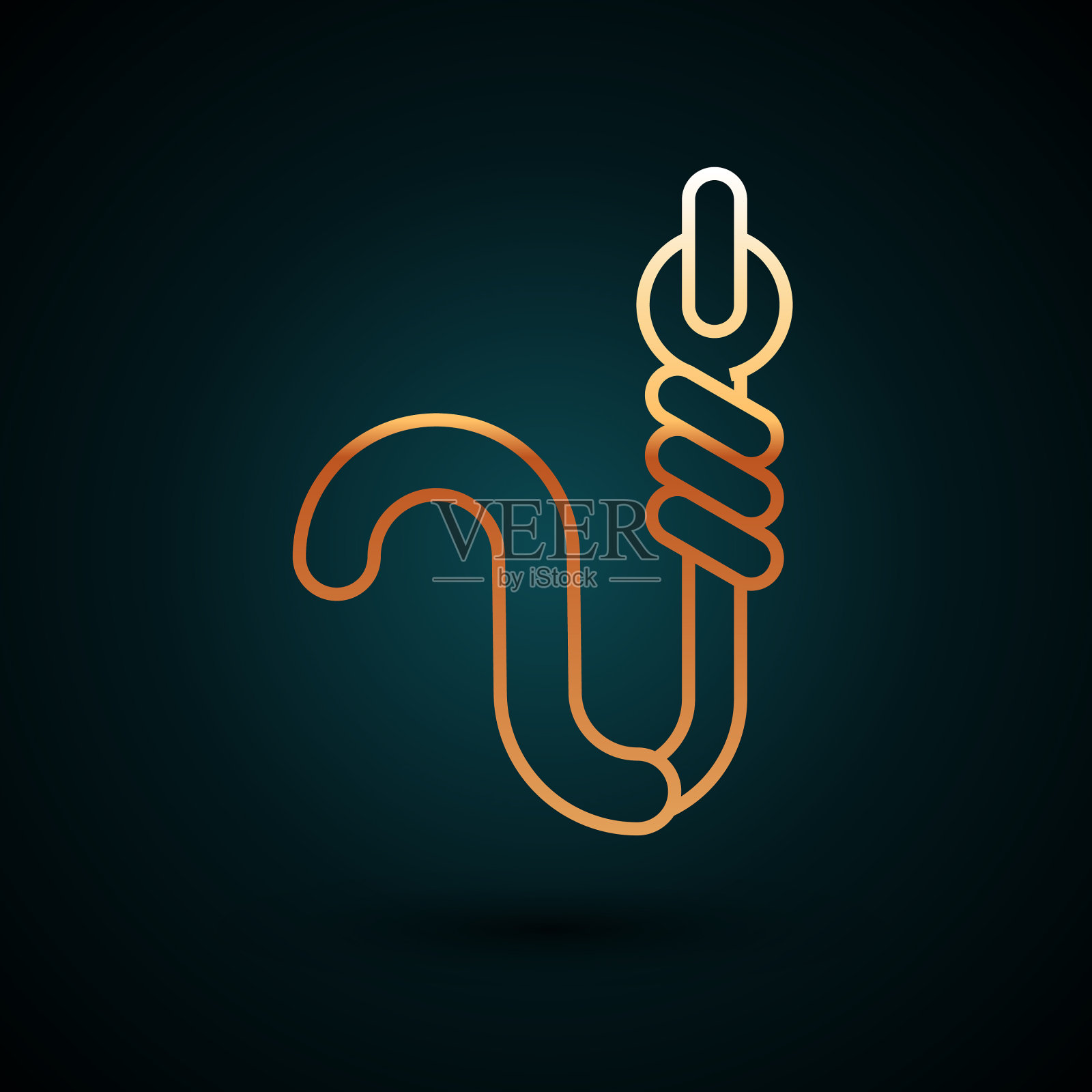 金线钓鱼钩和蠕虫图标隔离插画图片素材