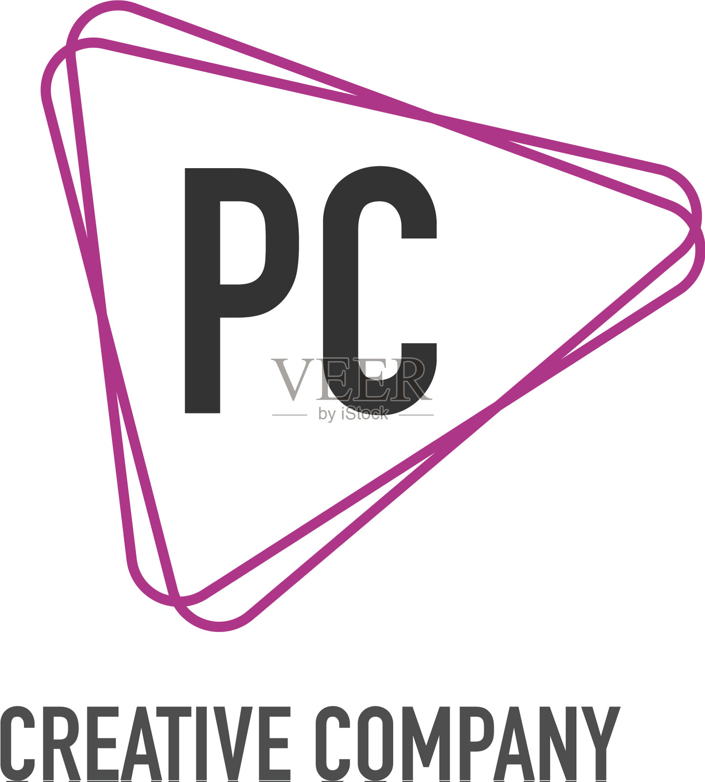 首字母PC三角形设计logo概念插画图片素材