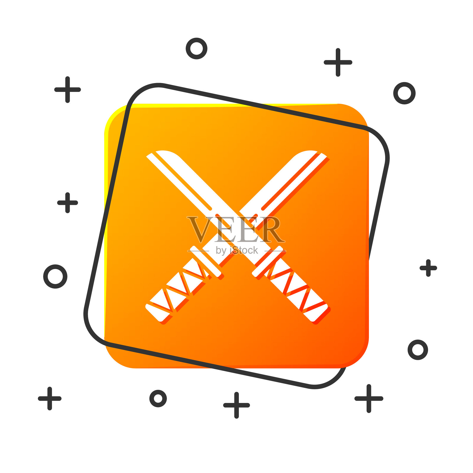 白色传统日本武士刀图标孤立上插画图片素材