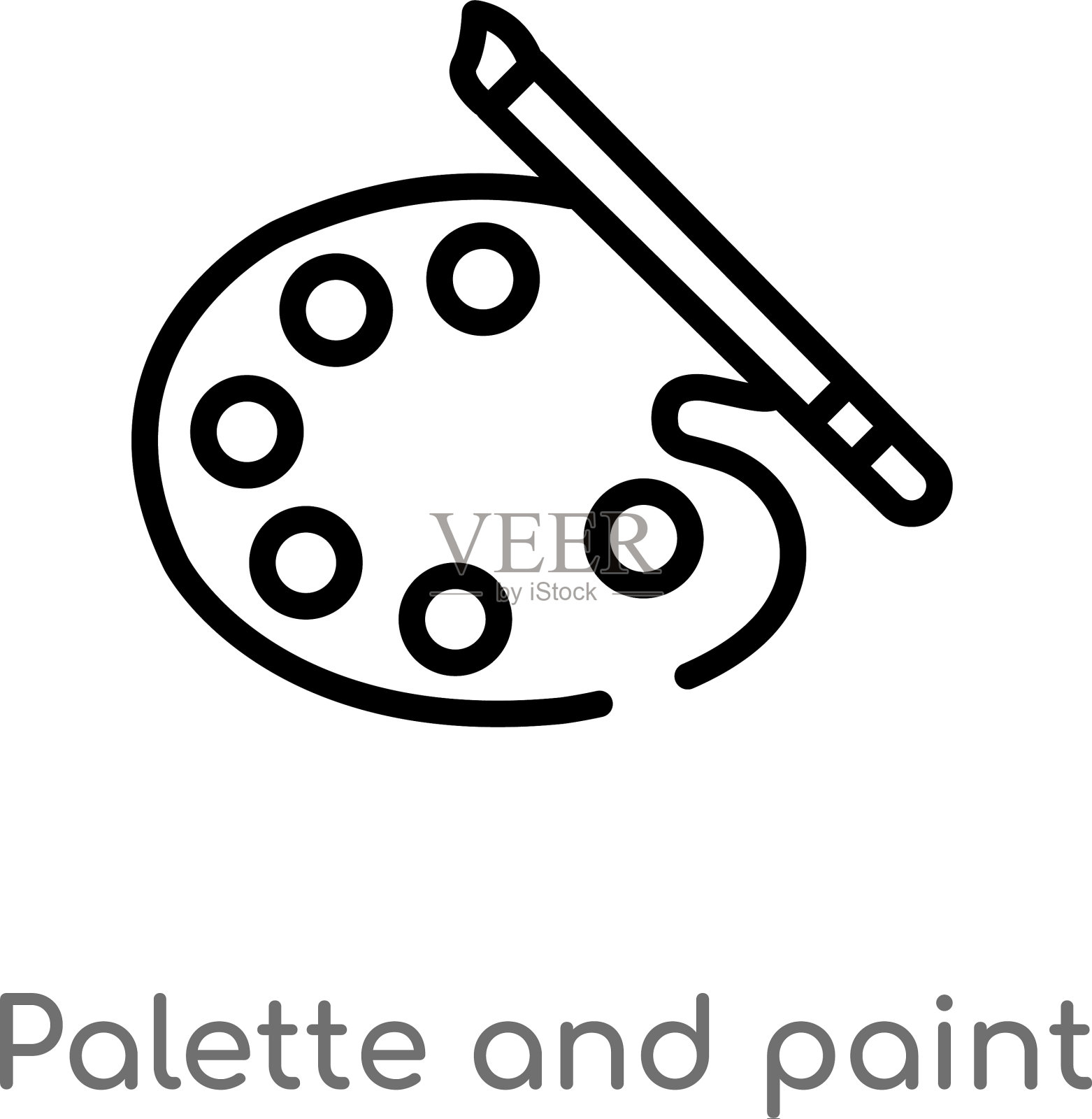 轮廓调色板和画笔图标隔离