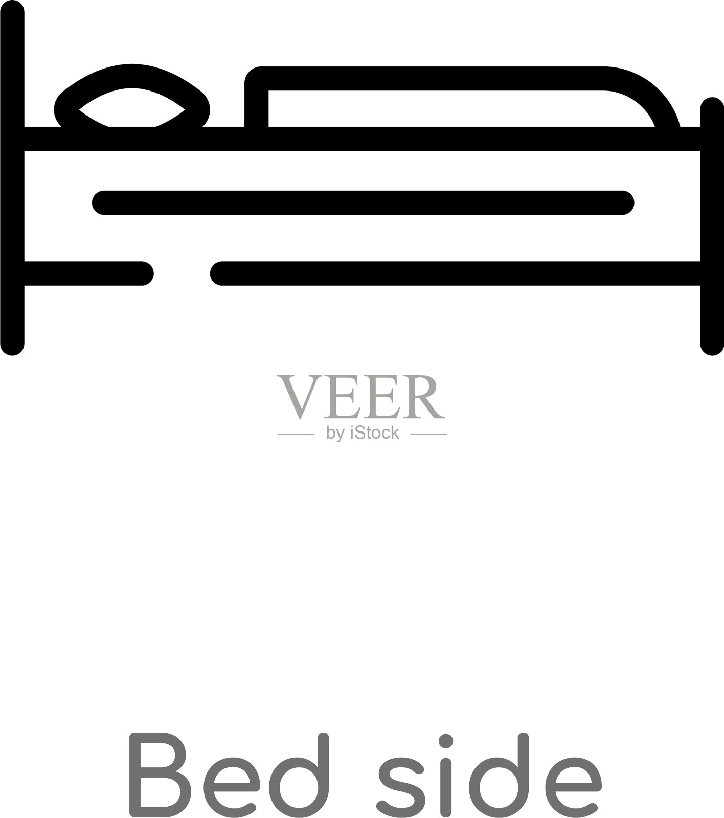 轮廓床边图标孤立黑色简单线插画图片素材