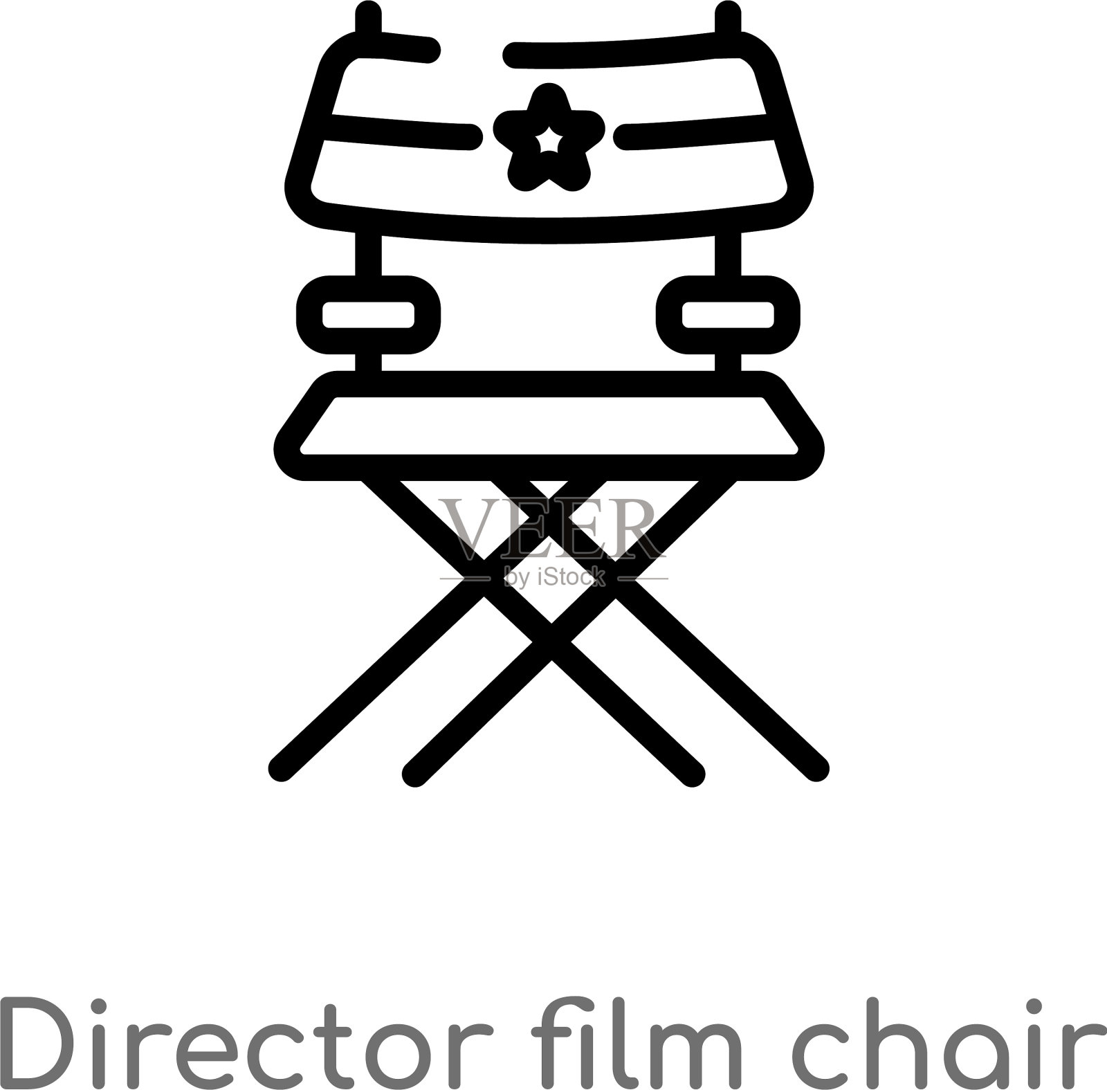 轮廓导演电影椅子图标孤立的黑色插画图片素材