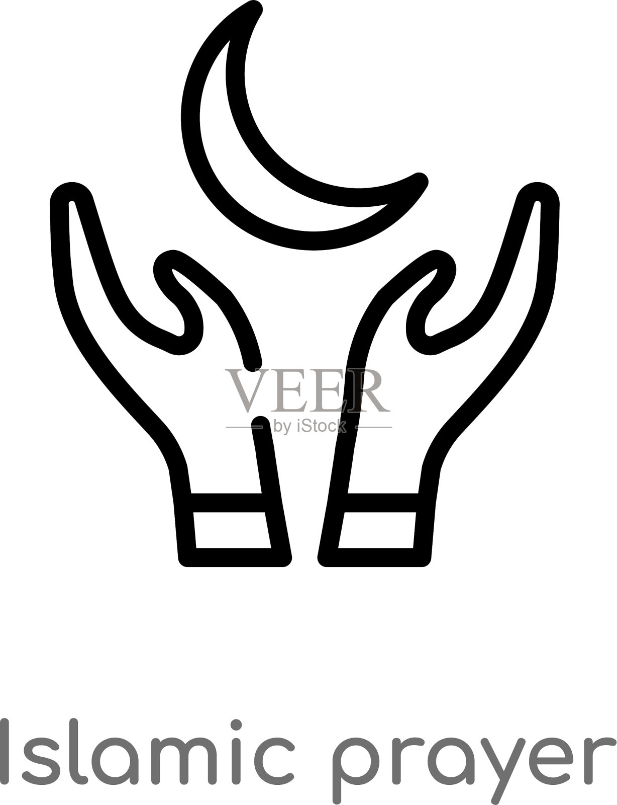 轮廓伊斯兰祈祷圣像孤立黑色简单插画图片素材