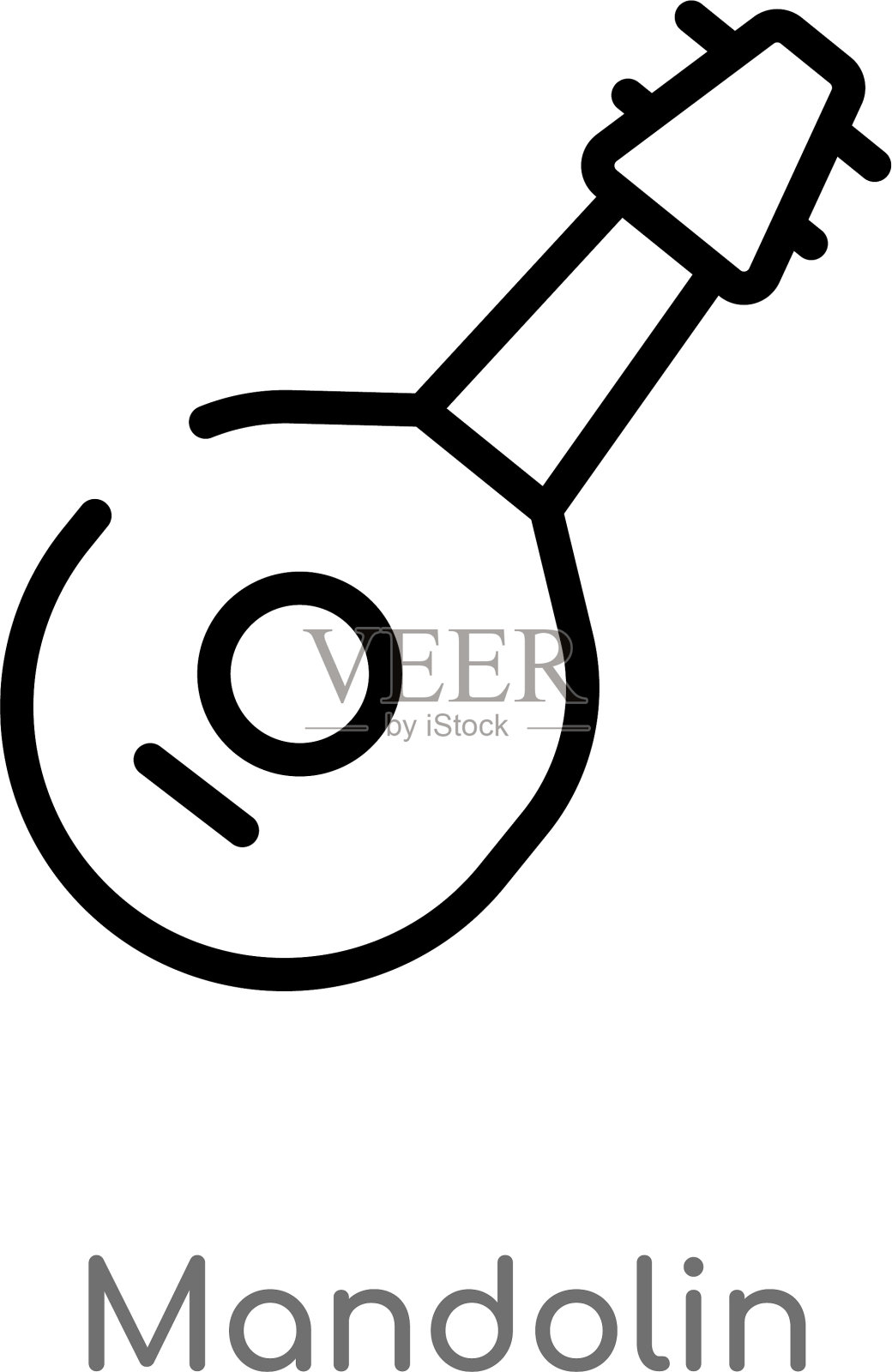 轮廓曼陀林图标孤立黑色简单线插画图片素材