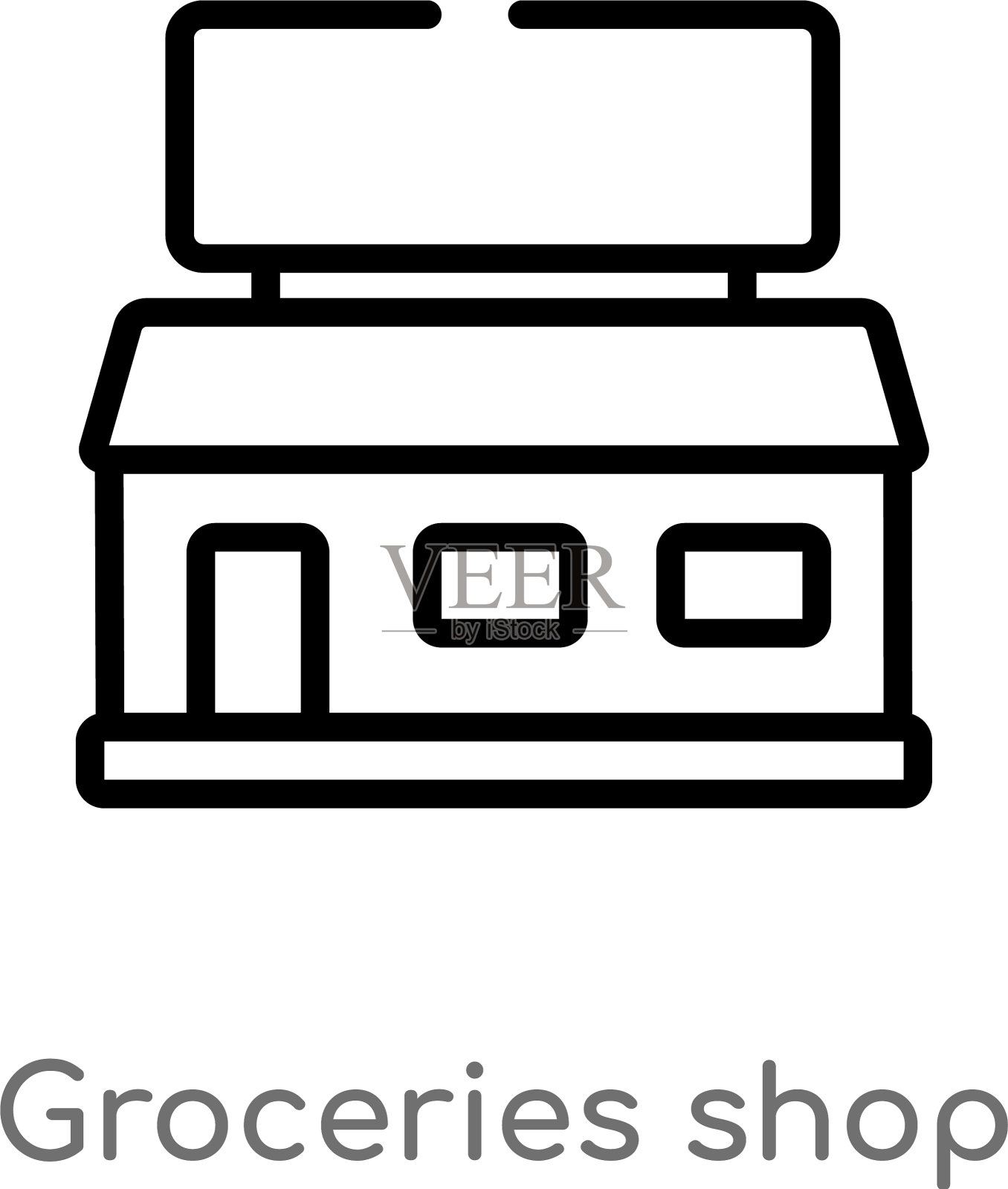 轮廓杂货店图标孤立黑色简单插画图片素材